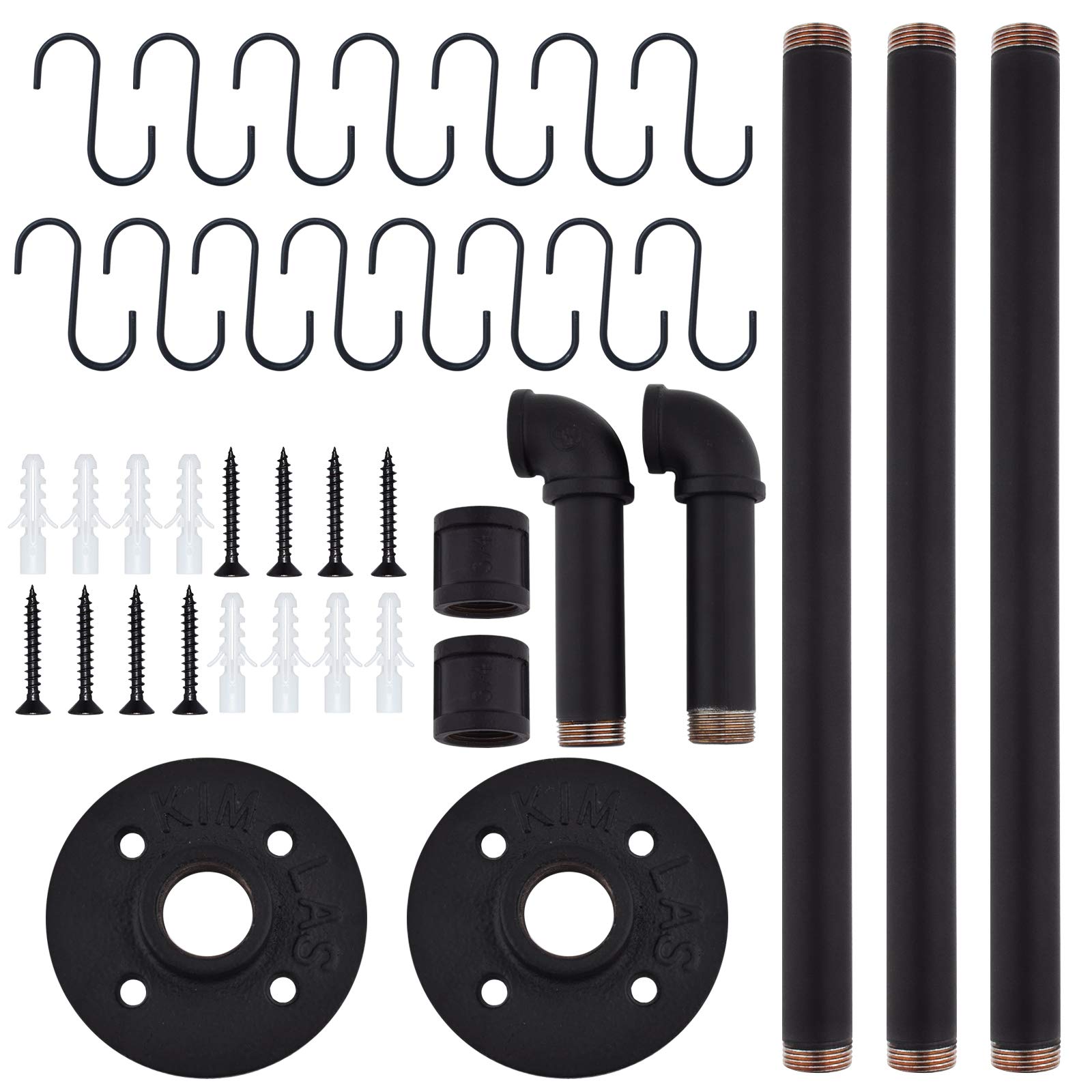 TLBTEK Black Pipe Pot Rack - Wall Mounted Kitchen Organizer -7