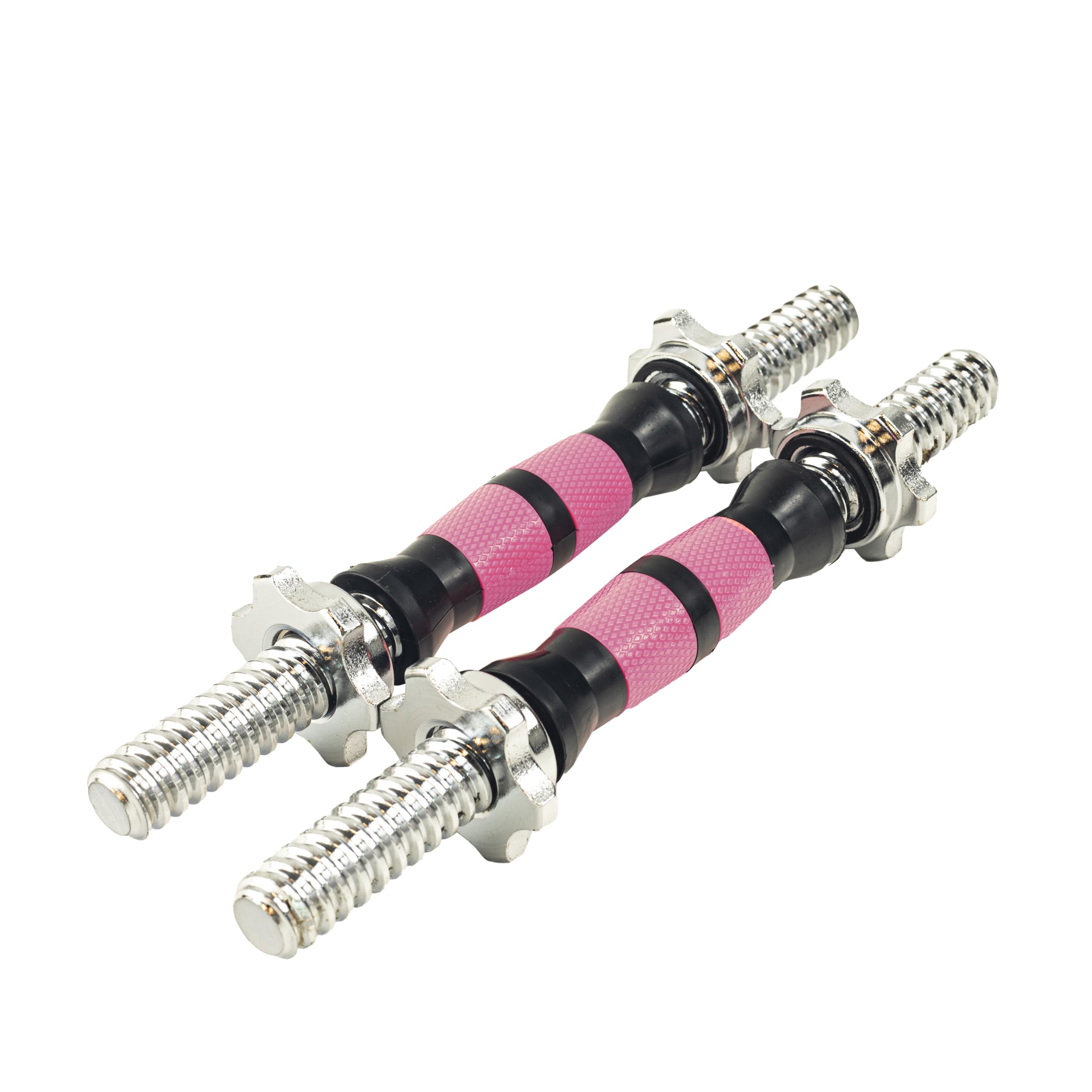 Rowland Harbor 40cm/15.7 Inch Pink&Black Threaded Dumbbell Durable Rubber Handles/Adjustable Dumbbell Bar Handles - Fit 1 inch Standard Weight Plate - Weightlifting Accessories - Sold in Pair
