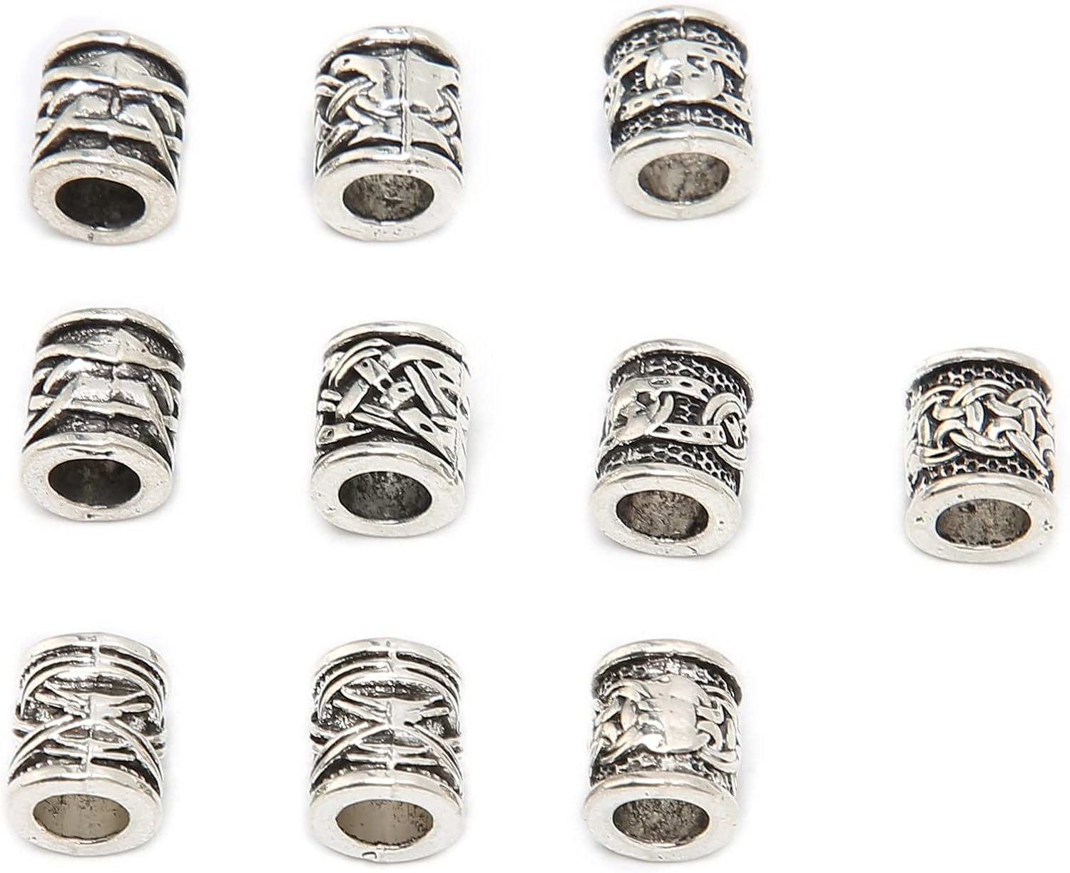 Viking Beard Beads Antique Norse Dreadlock Alloy Nordic Hair Tube for Beard Braid Jewelry Making 10PCS Pack