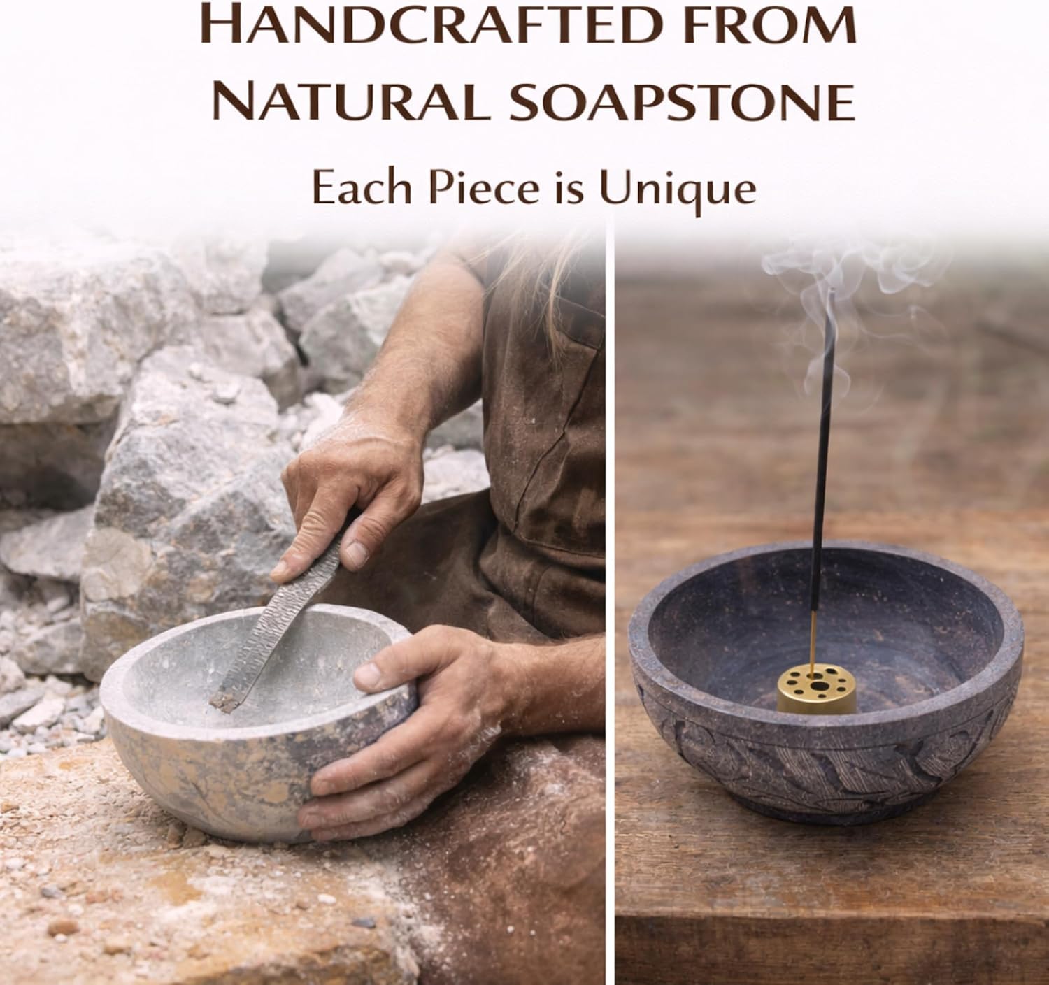 Natural Marble Incense Holder with 9 Holes Brass Stand