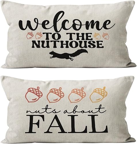 Fundas de almohada de otoño reversibles de 12 x 20 pulgadas, almohada de otoño de ardilla, decoración de otoño, fundas de almohada decorativas de disponible en Yaxa Peru