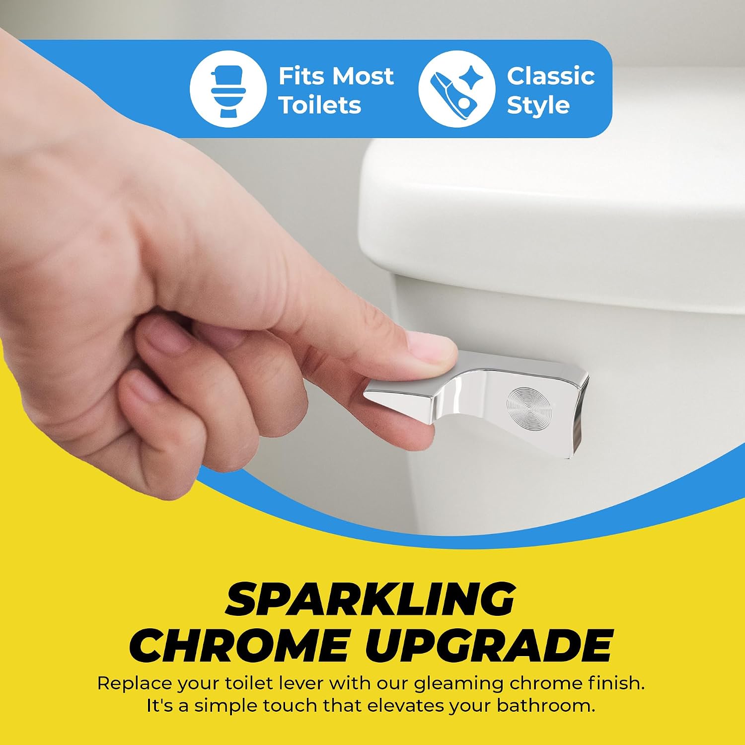 Qualihome Toilet Tank Flush Lever Replacement for American Standard (28 Degree Angle Arm, Chrome) image 3