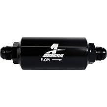 Aeromotive 100 Micron Inline Fuel Filter - Stainless Steel Mesh Element, Male AN-10 Ports, High-Flow Universal In Line Fuel Filter for Gas, Diesel & Alcohol, 2" OD Black Anodized Housing - 12389