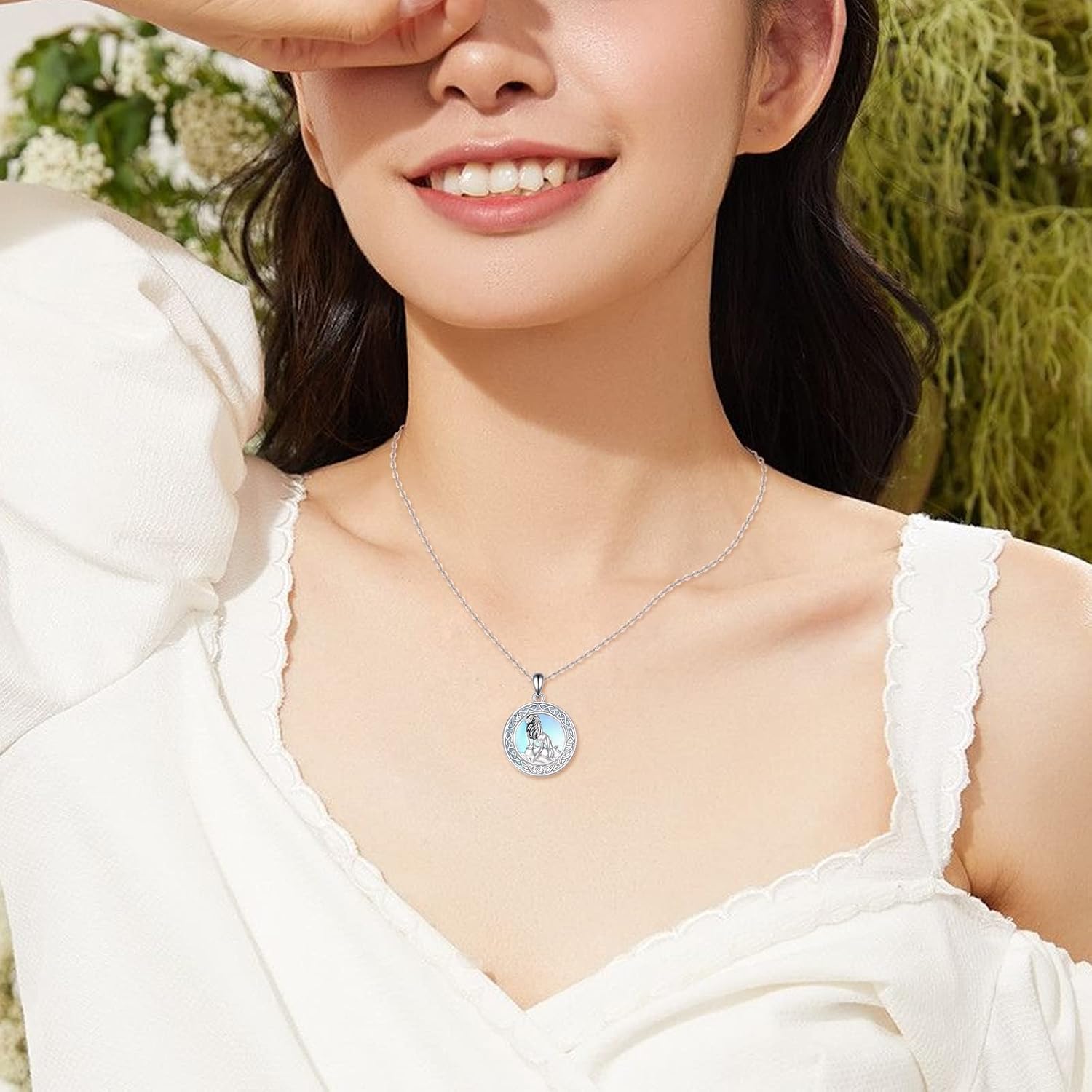 LUHE Phoenix Necklace Gifts Sterling Silver Moonstone Irish Celtic Knot Rising Phoenix Pendant Necklace Jewelry for Women Mother January Guardian Animal Necklace - Image 2