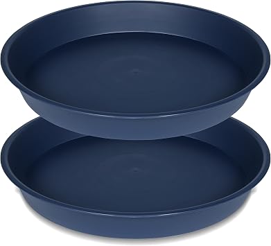 2 Pack of Plant Saucer 20 22 inch, 3.6" Depth, Large Deep Heavy Duty Plant Saucers, Garden Plastic Plant Trays for Indoors Outdoor, Pot Tray for Planter 19-23" Blue