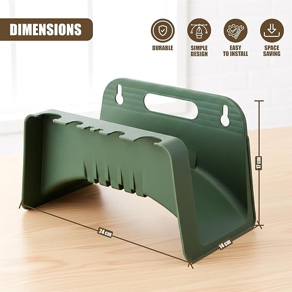 GEEZY Wall Mounted Garden Hose Holder - Green Plastic Outdoor Pipe Hanger - Weather Resistant Space Saving Storage Tidy Bracket for Hosepipe