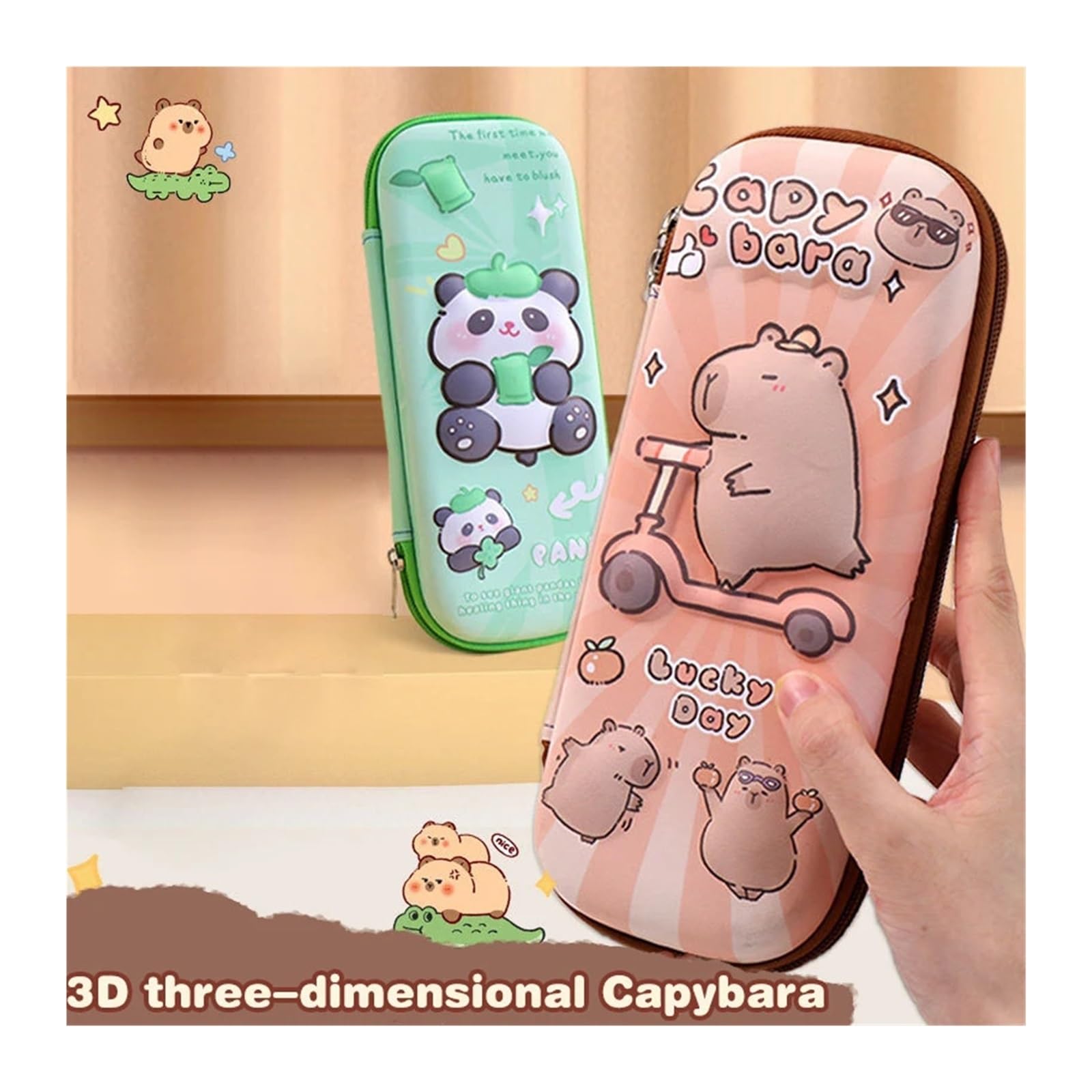 Astuccio for penna Capibara for la scuola | Design 3D, impermeabile, a prova di caduta, grande capacità, multifunzionale