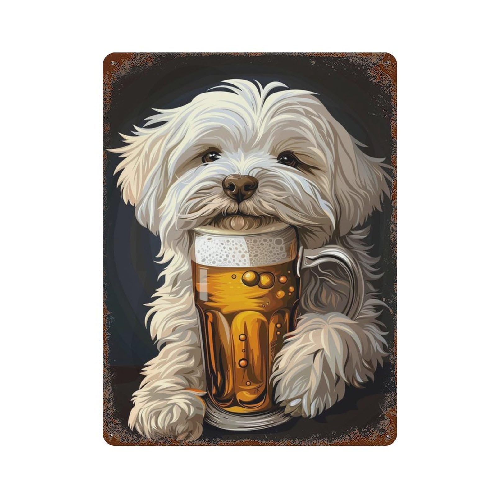 Maltese Beer Rustic Tin Plaque 15.7"x11.8", for Living Room, Hallway And Home Decor, Decorative Metal Wall Art