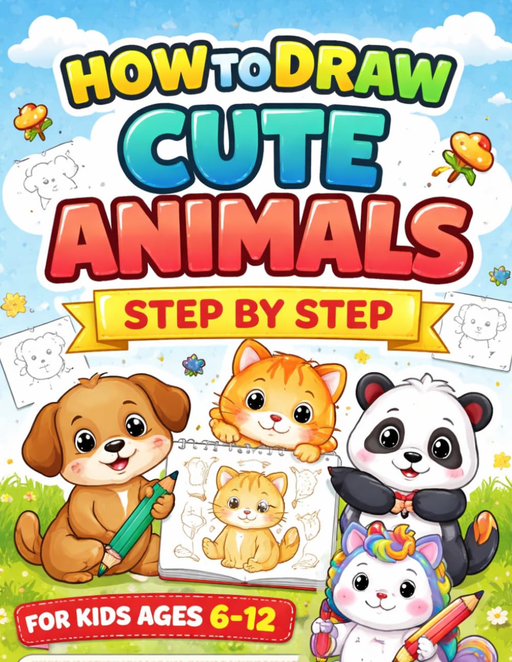 How to Draw Cute Animals Step by Step for Kids: Easy and Fun Drawing Lessons for Children Ages 6-12 | 63 Pages of Creative Art Activities