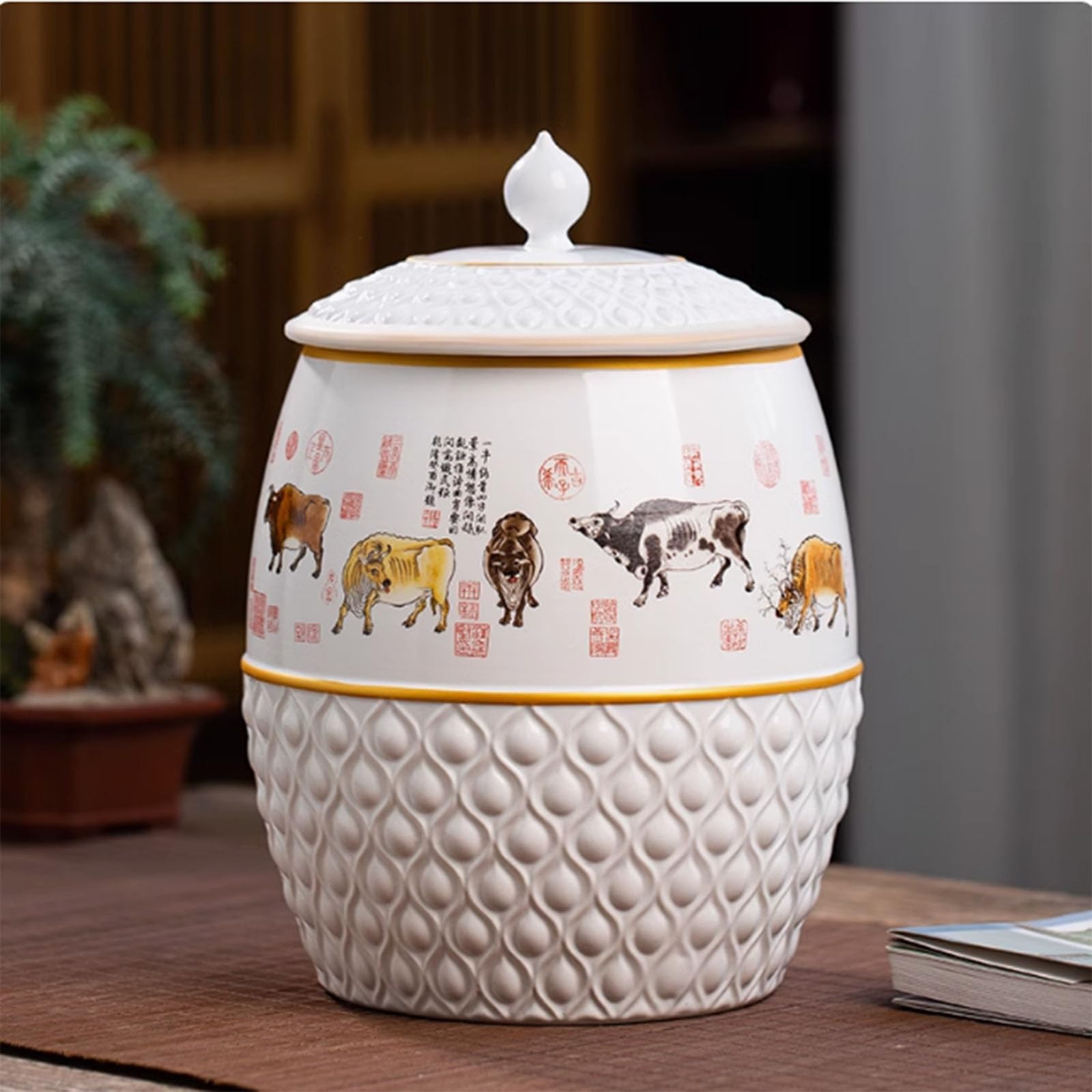 Ixtregzjkm C Erami Rice Bin, Rice Box, Rice Jar, Erami Rice Jar With Lid, Sealed Bulk Food Storage, Grain Dispenser, Rice Ontainer, Erami Rice Storage Ontainer, Flour Barrel, Offee Jar, Food Sealed Jar