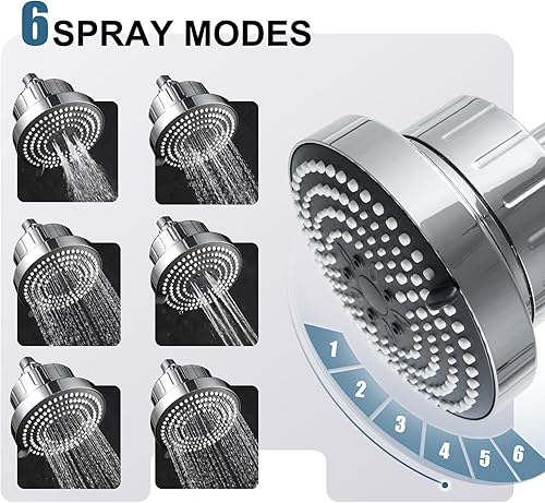 Miniatura 4 de OFFO Cabezal de ducha filtrado, cabezal de ducha de 20 etapas para agua dura, 6 modos de cabezal de ducha de alta presión con filtro para eliminar