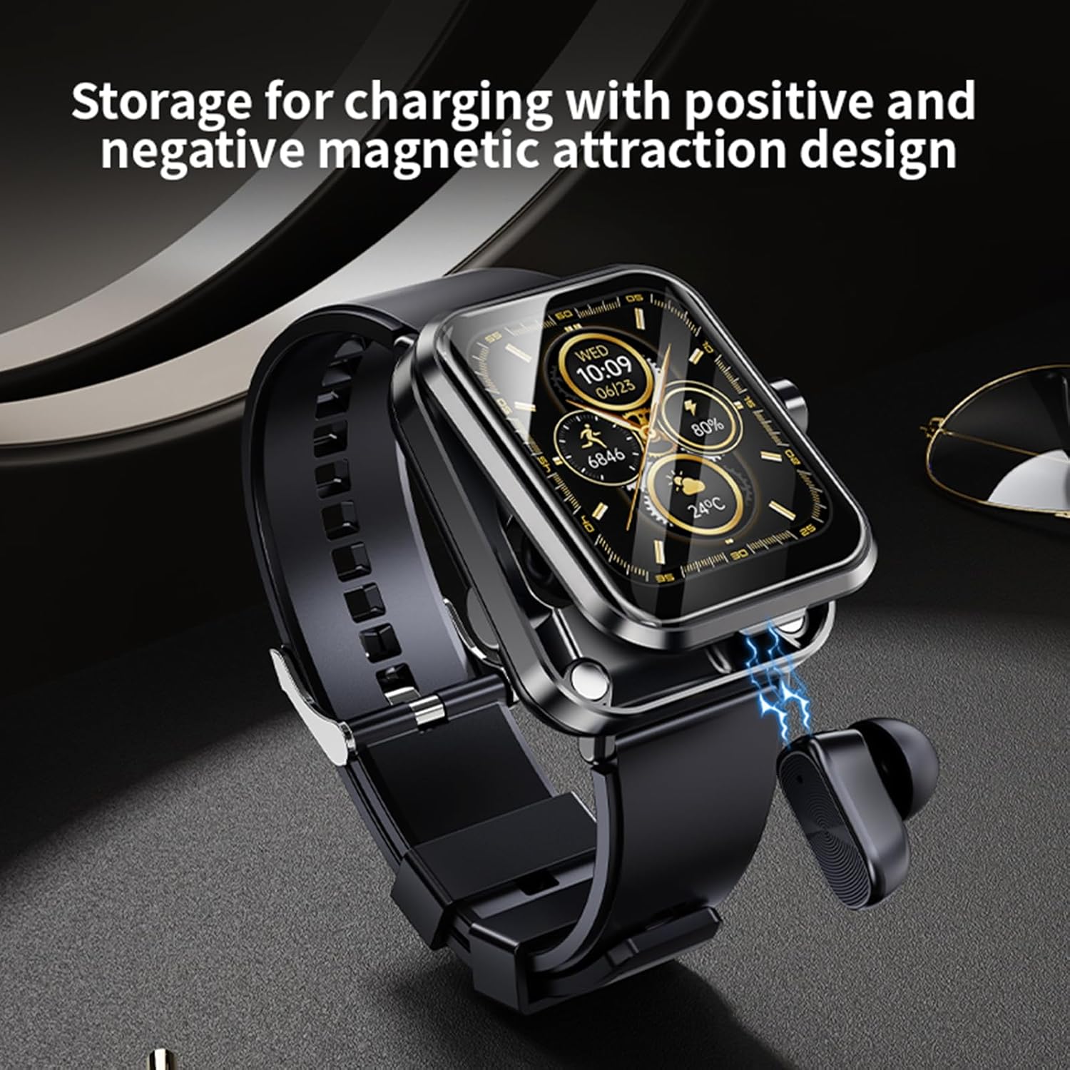 Smart Watch with Earbuds Fitness Watch with Sleep Tracker Heart Rate Monitor Step Tracker Bluetooth Call for iOS Android