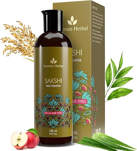 Avimee Herbal Sakshi Hair Shampoo | Deep Cleaning Shampoo | With Aloe Vera, Apple Cider Vinegar, Rice Protein & Tea Tree Oil | SLES Free | 200 mL
