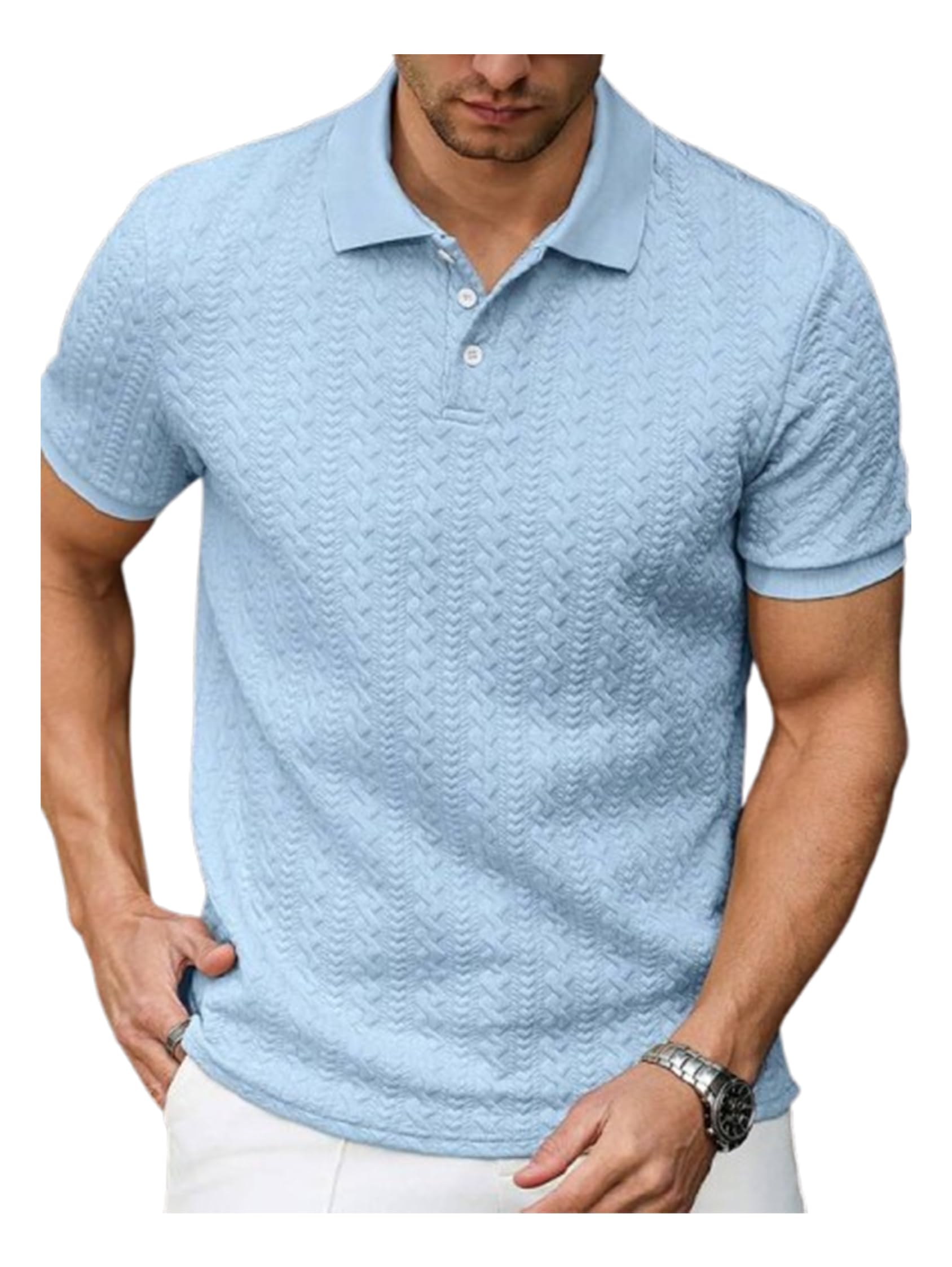 trillion Jacquard Men's Polo T Shirt for Men | Textured Tshirts for Man (Polyester Blend | Regular Fit)-picture-33