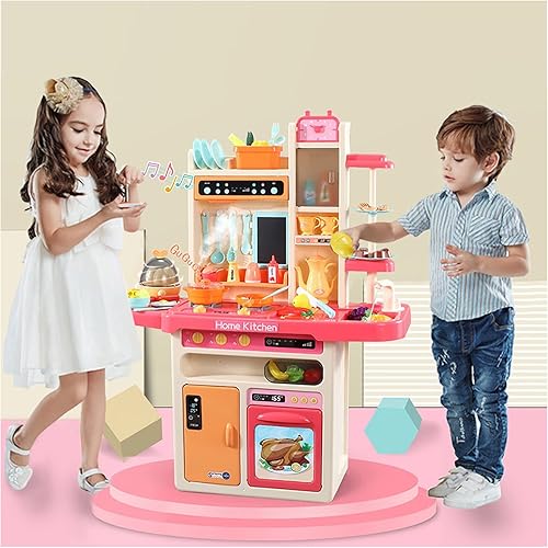 Juego de cocina para niños, juego de simulación, cocina de juguete con luces y sonidos realistas, simulación de aerosol y fregadero de juego, juego