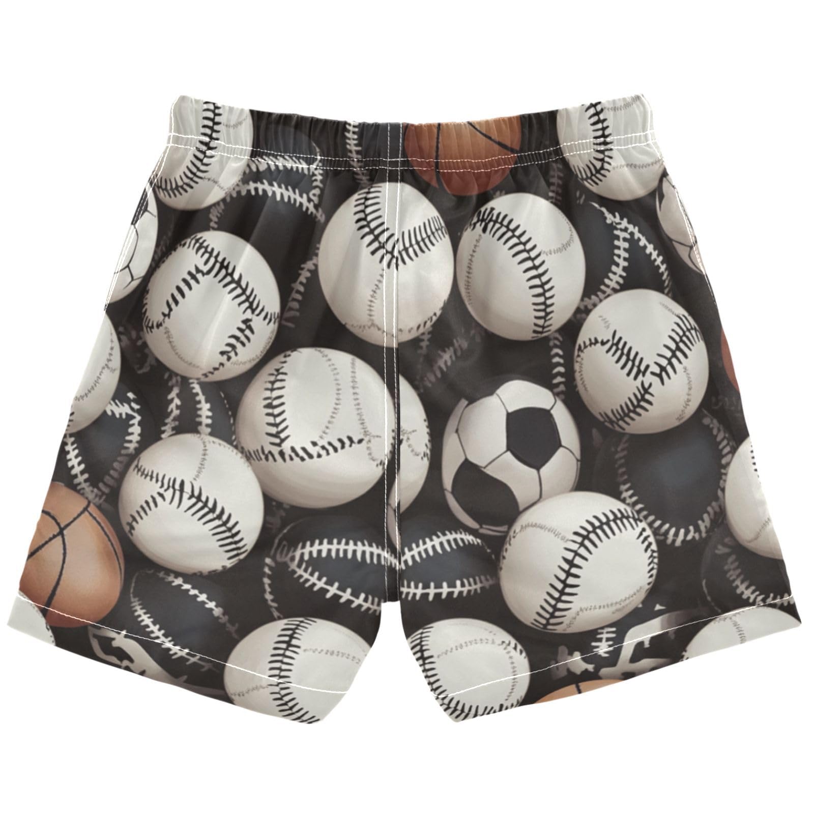Pigsaly Boys Swim Trunks Basketball White Black Football Soccer Ball Toddler Beach Board Shorts Baby Summer Bathing Suit 3T