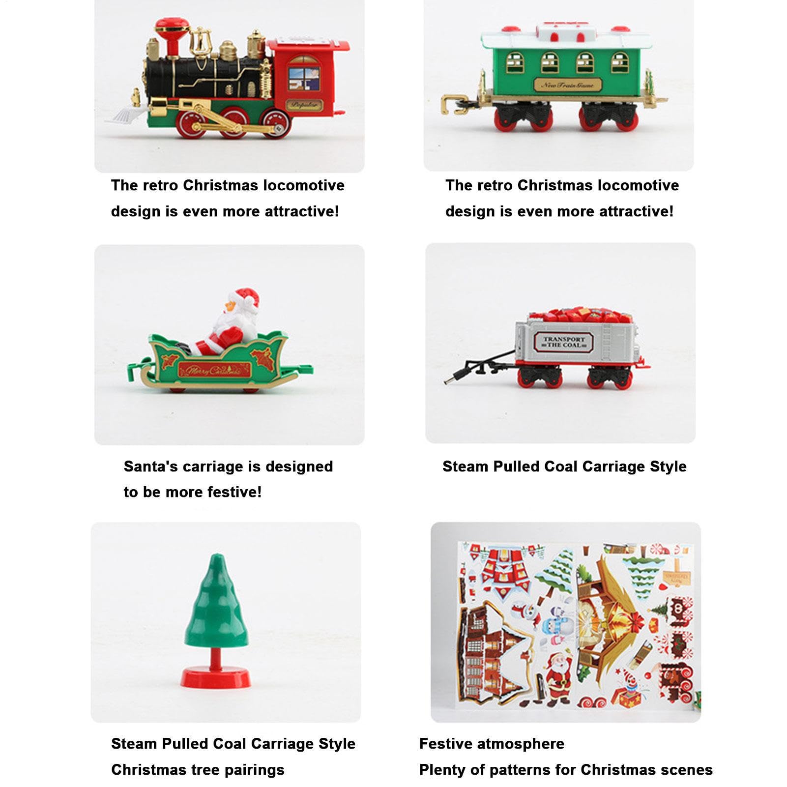 Kit de train électrique de Noël - Train jouet à piles avec 8 pièces de | piste | Décoration d'arbre rond pour et adultes | Train de vacances électrique fabriqué en mate ABS respectueux de