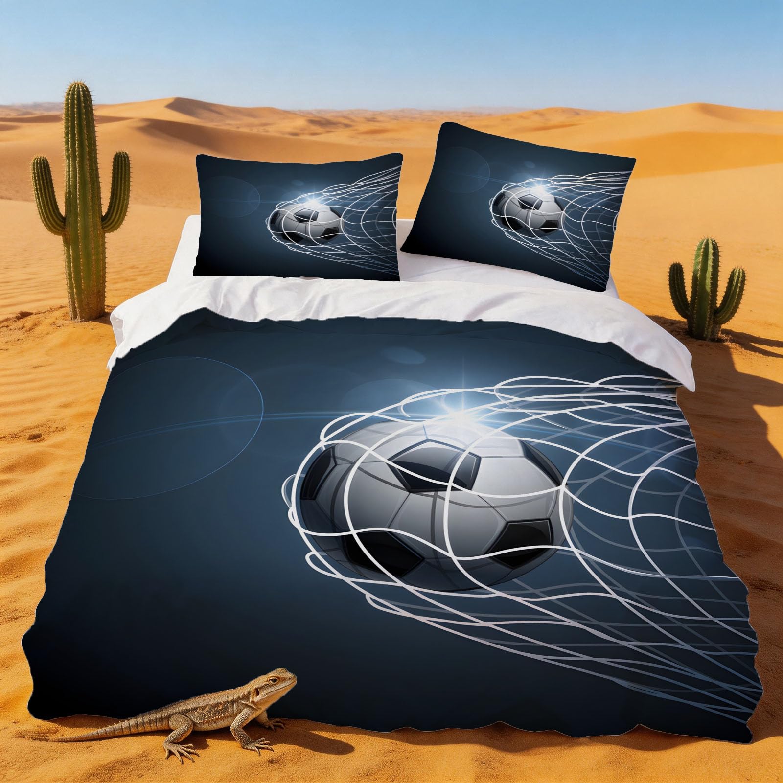Housse couette microfibre doux 140x200 pour lit 1 personne thème football ado