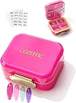 Organisateur mignon de pilules - Petit étui à pilules pour la poursuite avec 7 Compartiments quotidiens - Pill Box compact pour la médecine Vitamine - Conteneur pour l'huile de poisson & Suppléments - Sauge