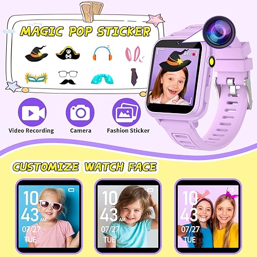 Miniatura 3 de Vakzovy Reloj inteligente para niños y niñas, reloj inteligente para niños de 4 a 12 años con 24 juegos, cámara HD, reproductor de música,