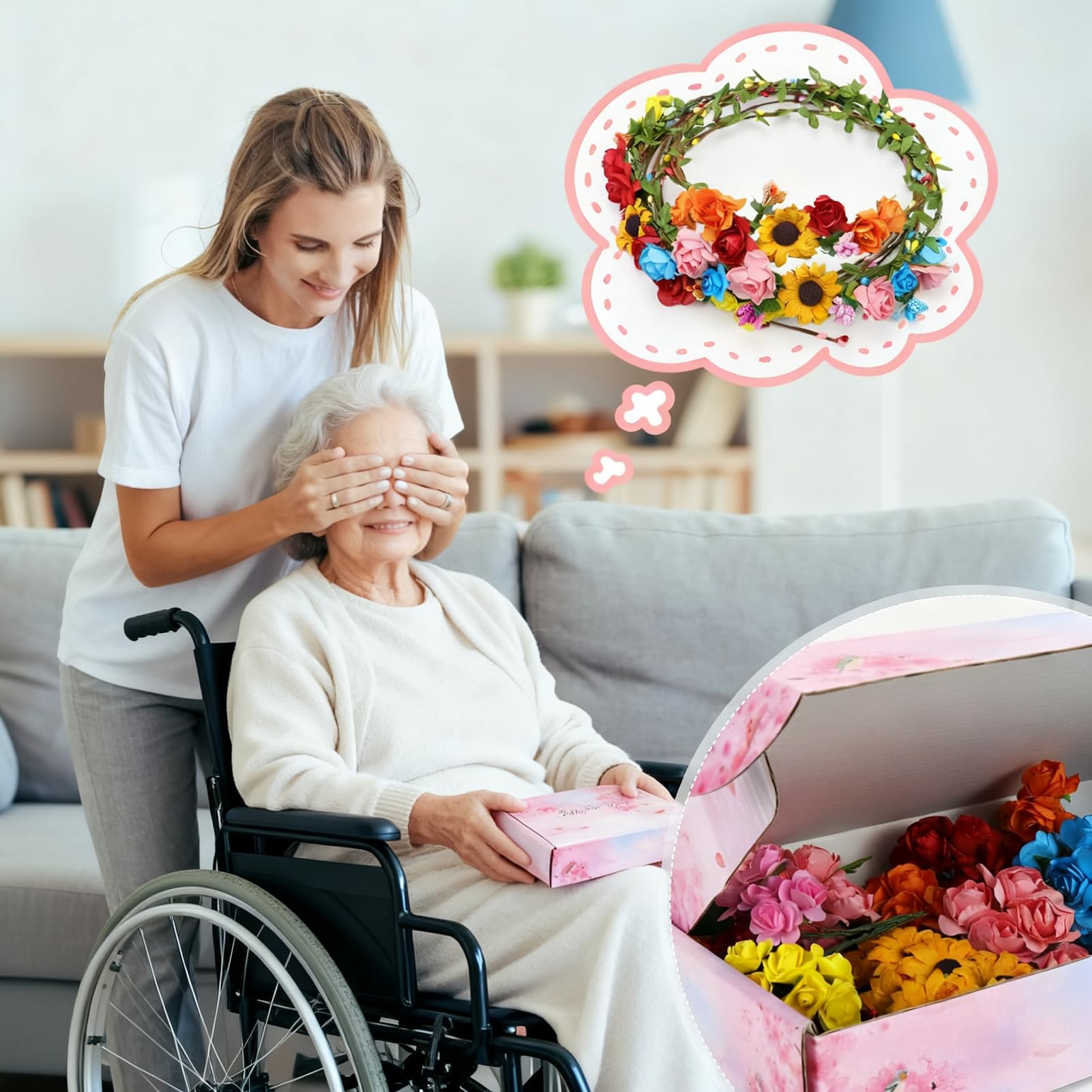Meetory Couronne de fleurs pour adultes - Décoration de cheveux Kit de bricolage Pour Amateur de bricolage anniversaire d'enfant Bijoux de cheveux Fête de mariage vacances anniversaire
