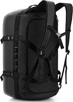 Hulongo 40L/60L/90L Large Waterproof Duffle Bag Backpack for Men, Mens Duffel Backpack Bags for Traveling, Heavy Duty Black, 40L