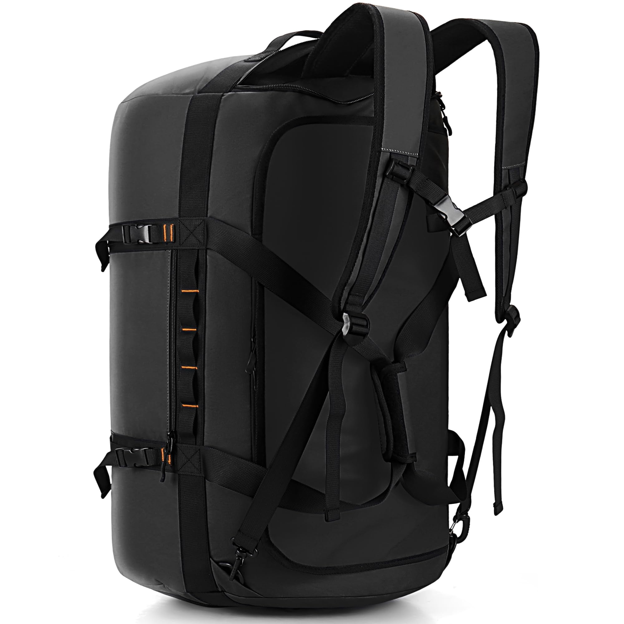 Hulongo 40L/60L/90L Large Waterproof Duffle Bag Backpack for Men, Mens Duffel Backpack Bags for Traveling, Heavy Duty (Black, 90l)