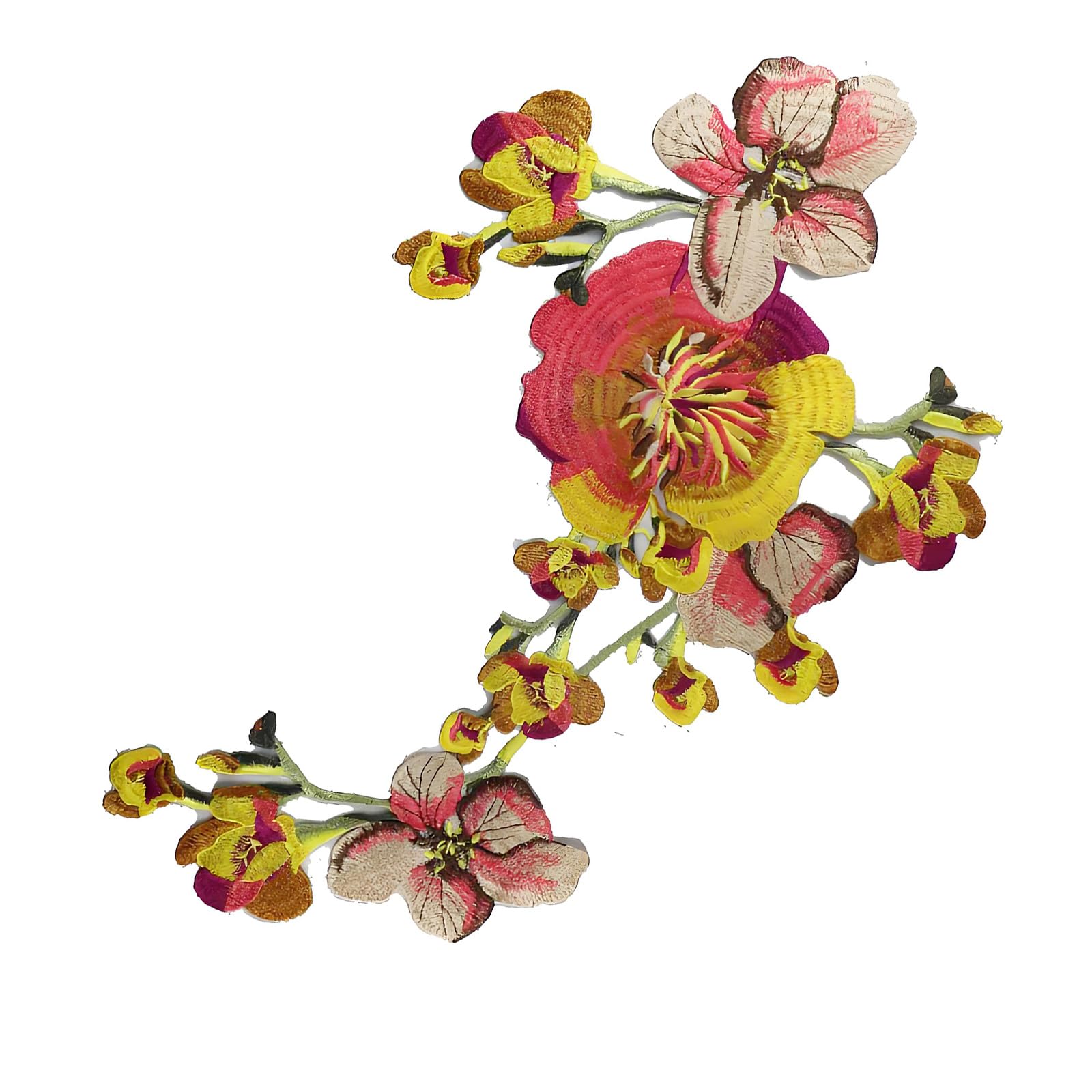 Qusinfc Peony Embroidery Fabric Applique Sewing on Clothing Sticker for Jackets Dress Cheongsam Costume Embellishment Paeony Fabric Fix