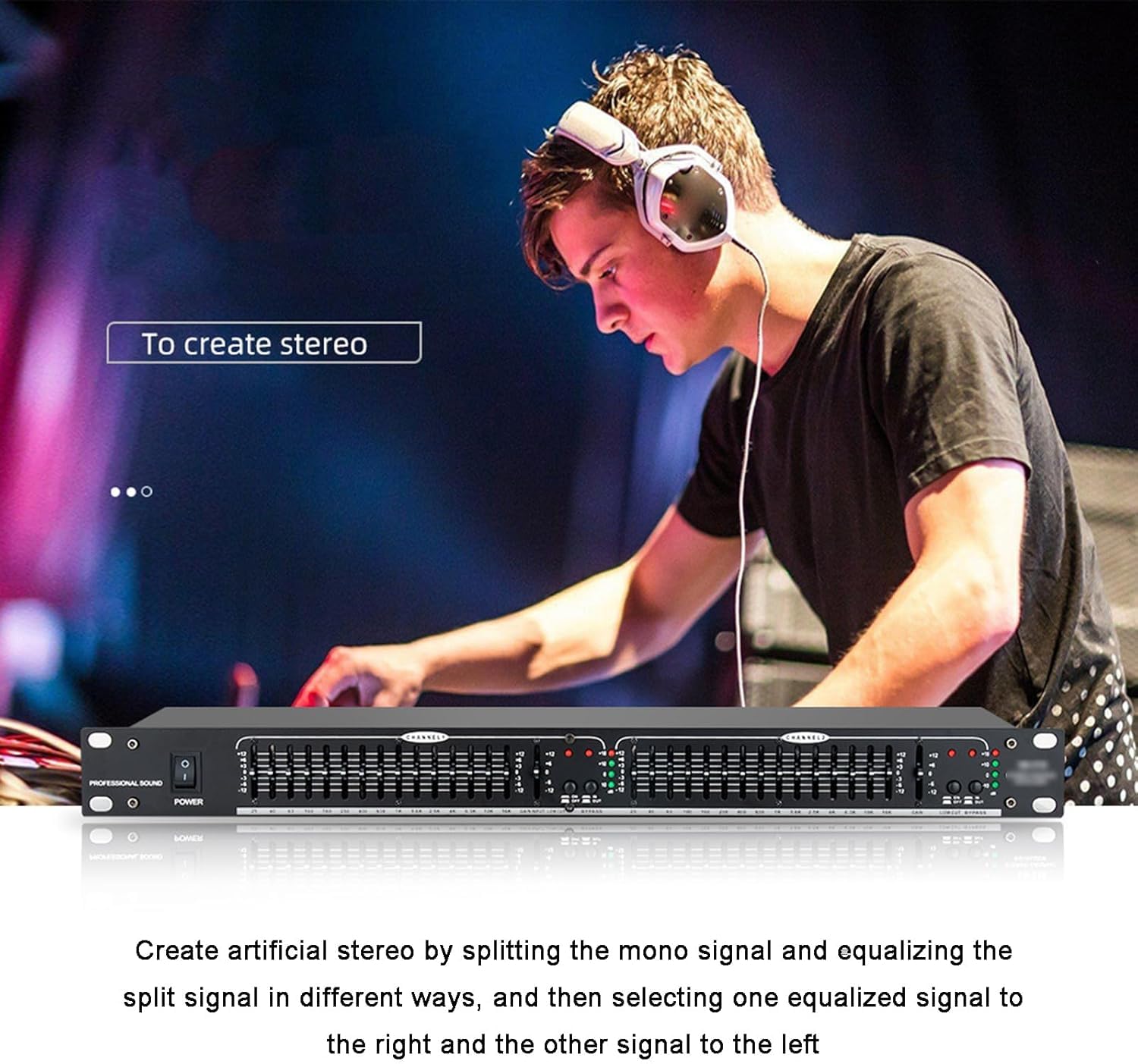 Digital Equalizer 15-Band Audio Equalizer 2-K Stereo Graphic Equalizer mit Hoch-/Mittel-/Niedrigfrequenzanpassung Graphic Equalizer