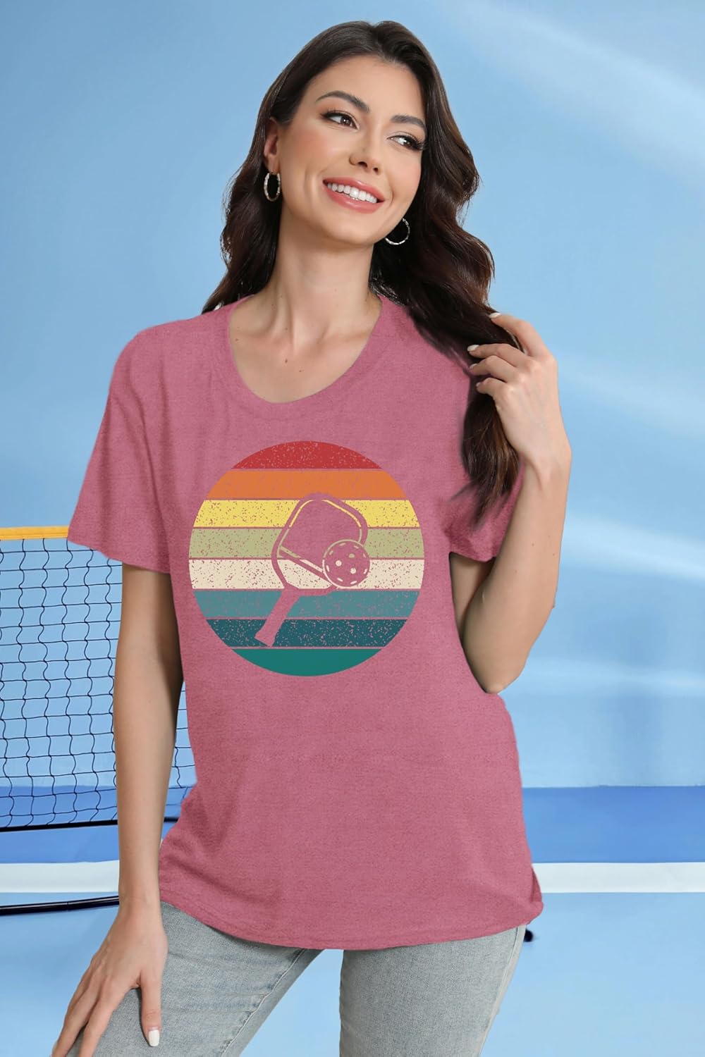 Pickleball Shirts for Women Stay Out of The Kitchen Printed T-Shirt Funny Pickleball Player Lover Tee Tops - Image 3