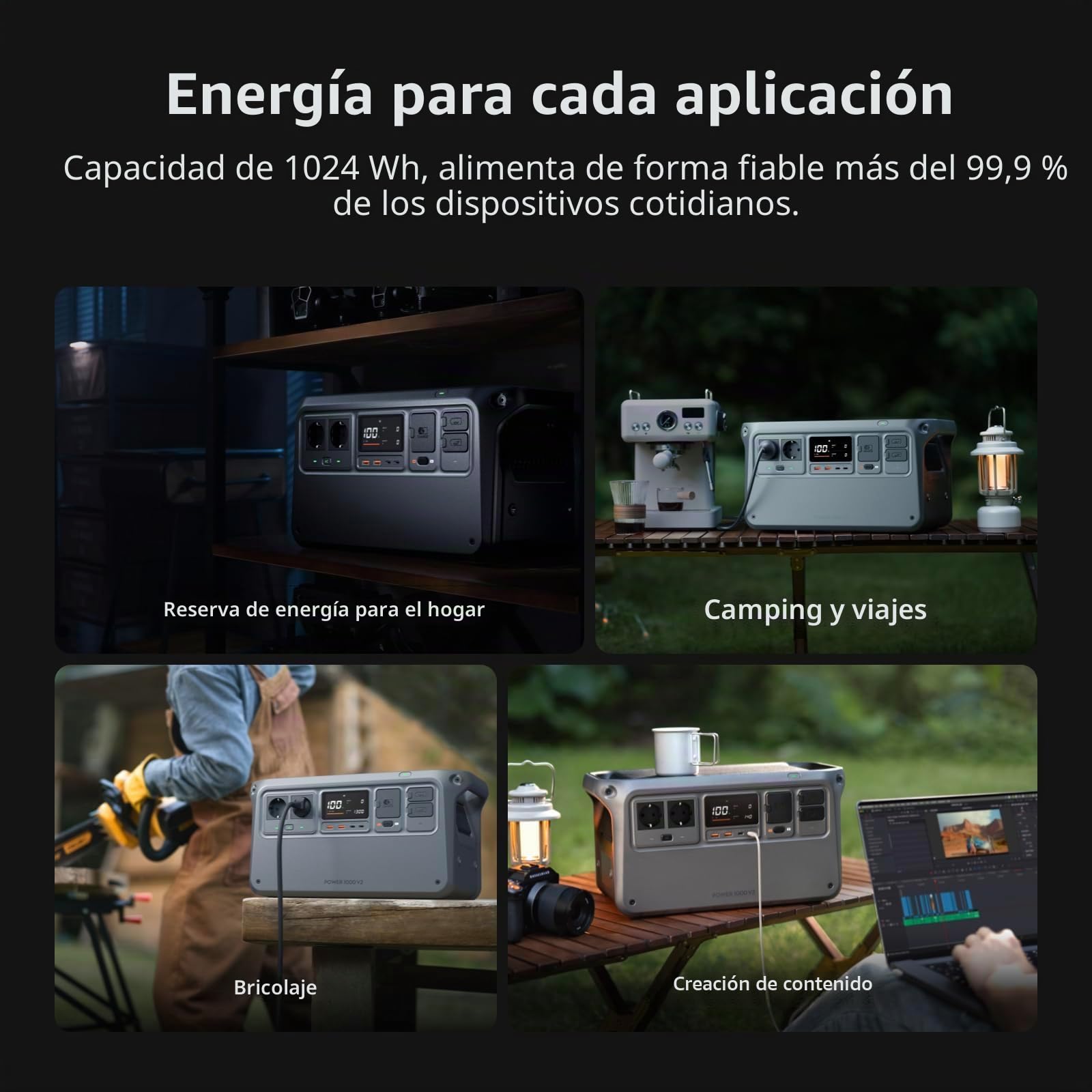 DJI Power 1000 V2 Estación de Energía Portátil 1024Wh, 2600W, Carga Rápida 37 Min, Batería LiFePO4