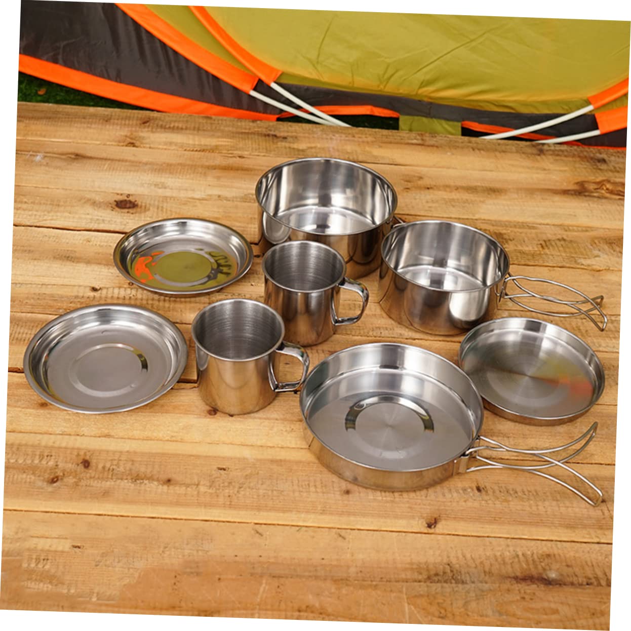 TOYANDONA Cuisine Portable pour Camping avec Tasses Assiettes Poêle Et Casserole pour Randonnée Et Activités Plein Air