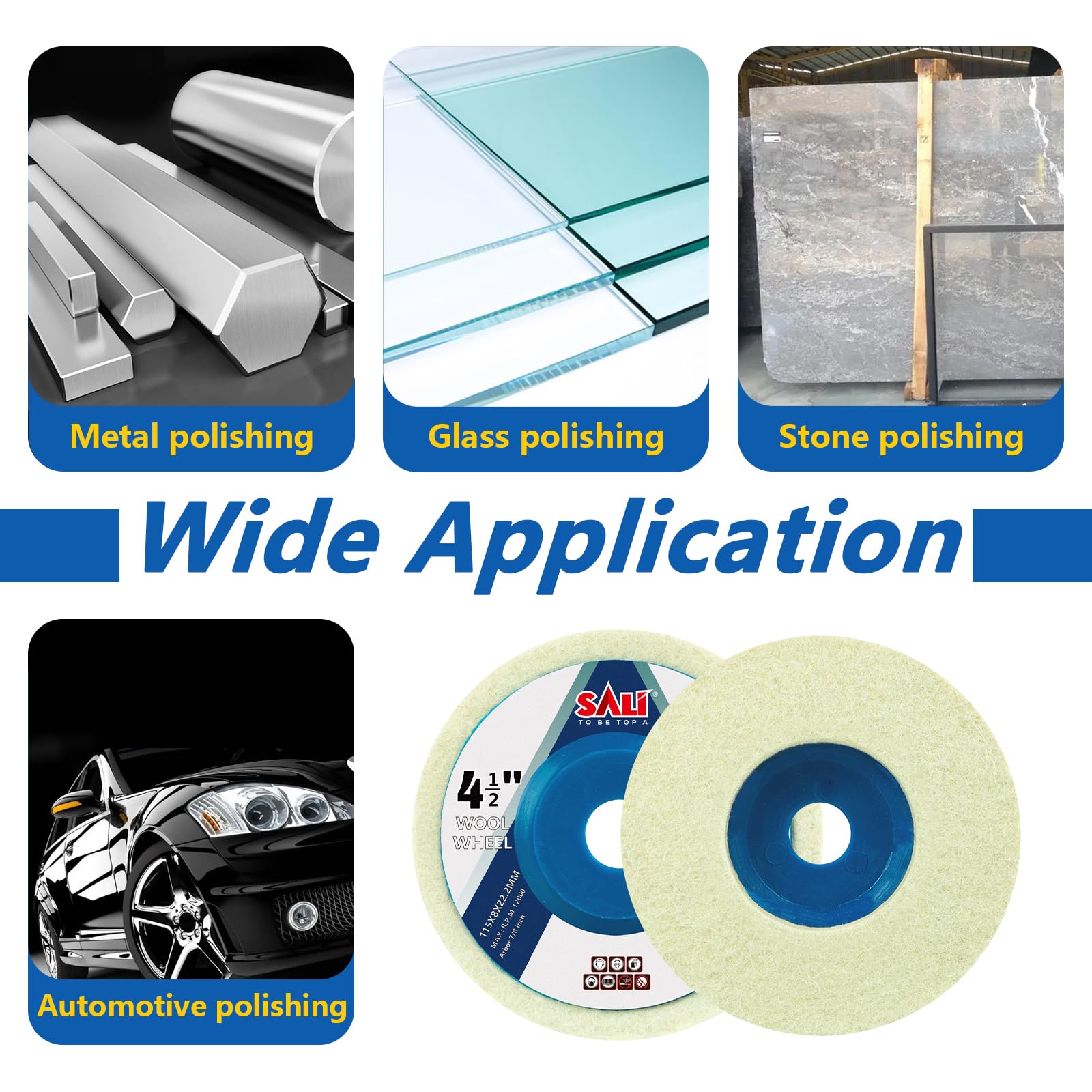 Wool Felt Polishing Wheels - For Angle Grinder -3 Wool Felt Polishing Wheels - For Angle Grinder -3
