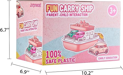 Miniatura 5 de Juego de juguetes de barco de ferry con 4 mini autos, juguetes de baño sin moho para niños, juguetes de baño para niñas de 4 a 8 años de edad,