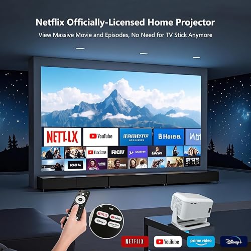 Miniatura 3 de 【Licencia de Netflix y enfoque automático/Keystone】Proyector inteligente con Wifi y Bluetooth, proyector de cine nativo 1080P 4K para exteriores,
