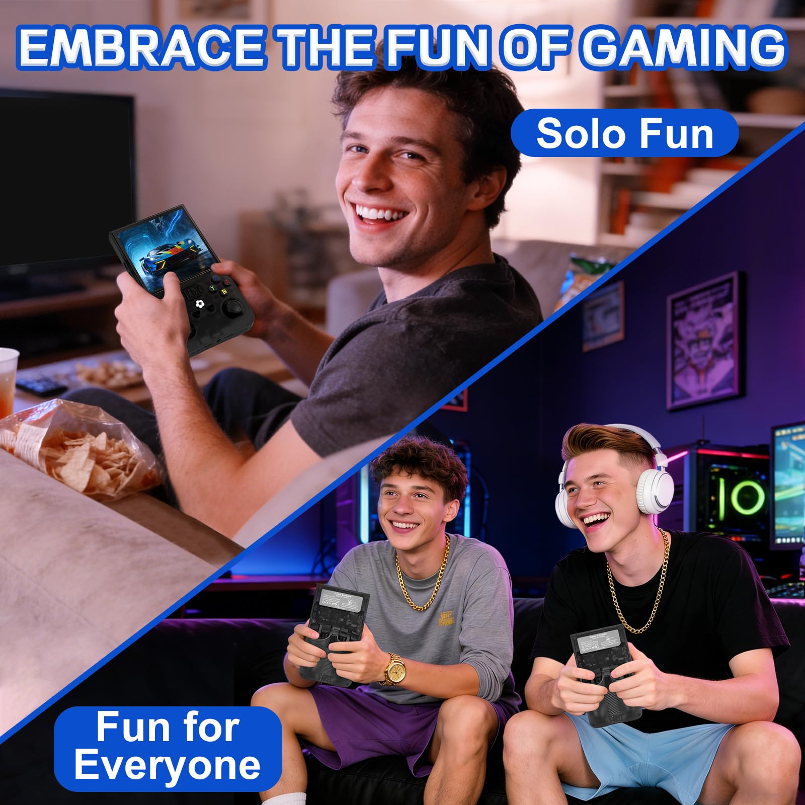 R36MAX Retro Video Game Console - Portable Console with 4.0-Inch HD Screen,128G TF Card,Support 22000+Classic Games,Open Source System,4000mAh Battery,Birthday Gift for Adults-Black — view 8