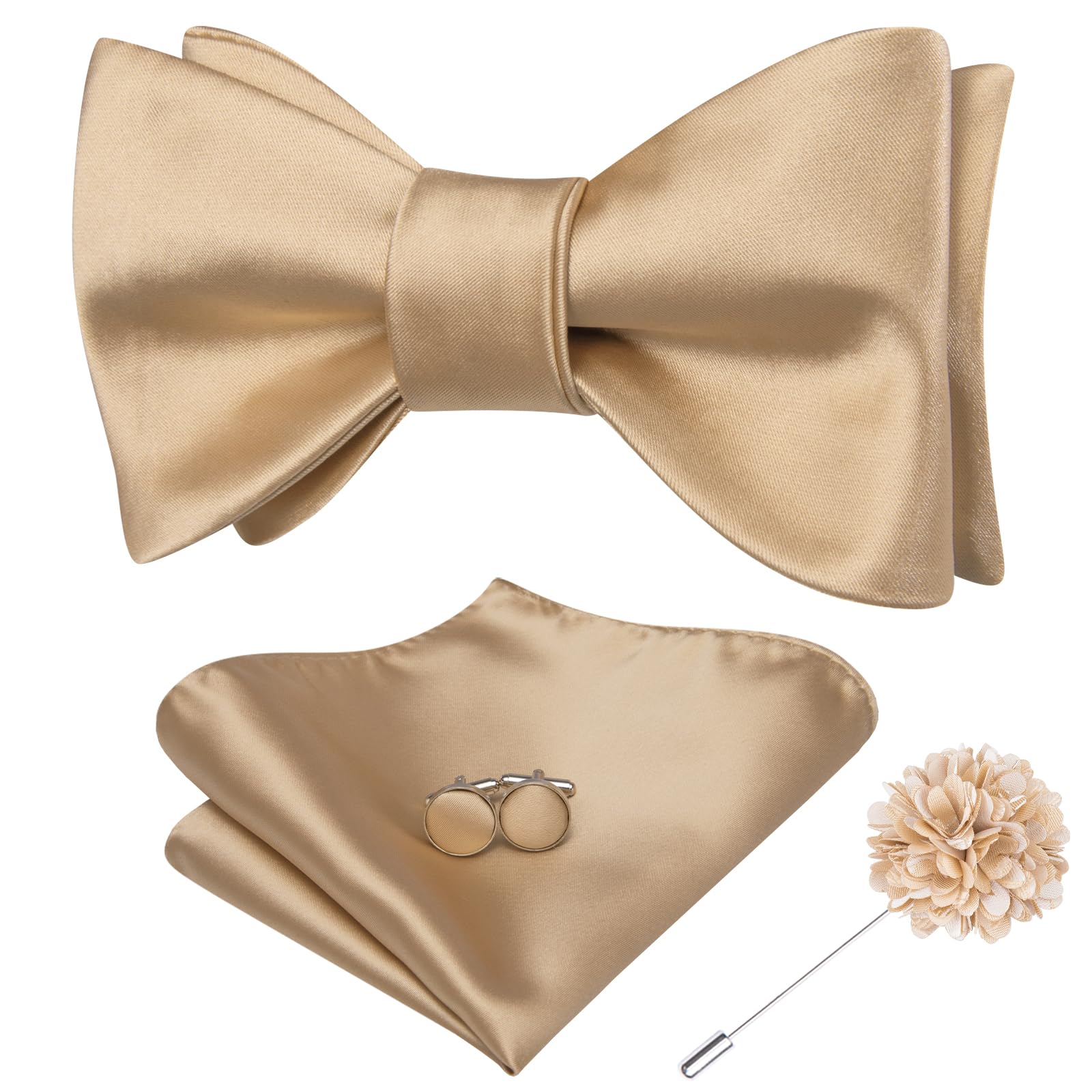 Dubulle Self Tie Bow Ties for Men Silk Paisley Bowtie Lapel Pin Set