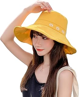 Gorra de visera de ala ancha para verano, plegable, para niñas, color amarillo
