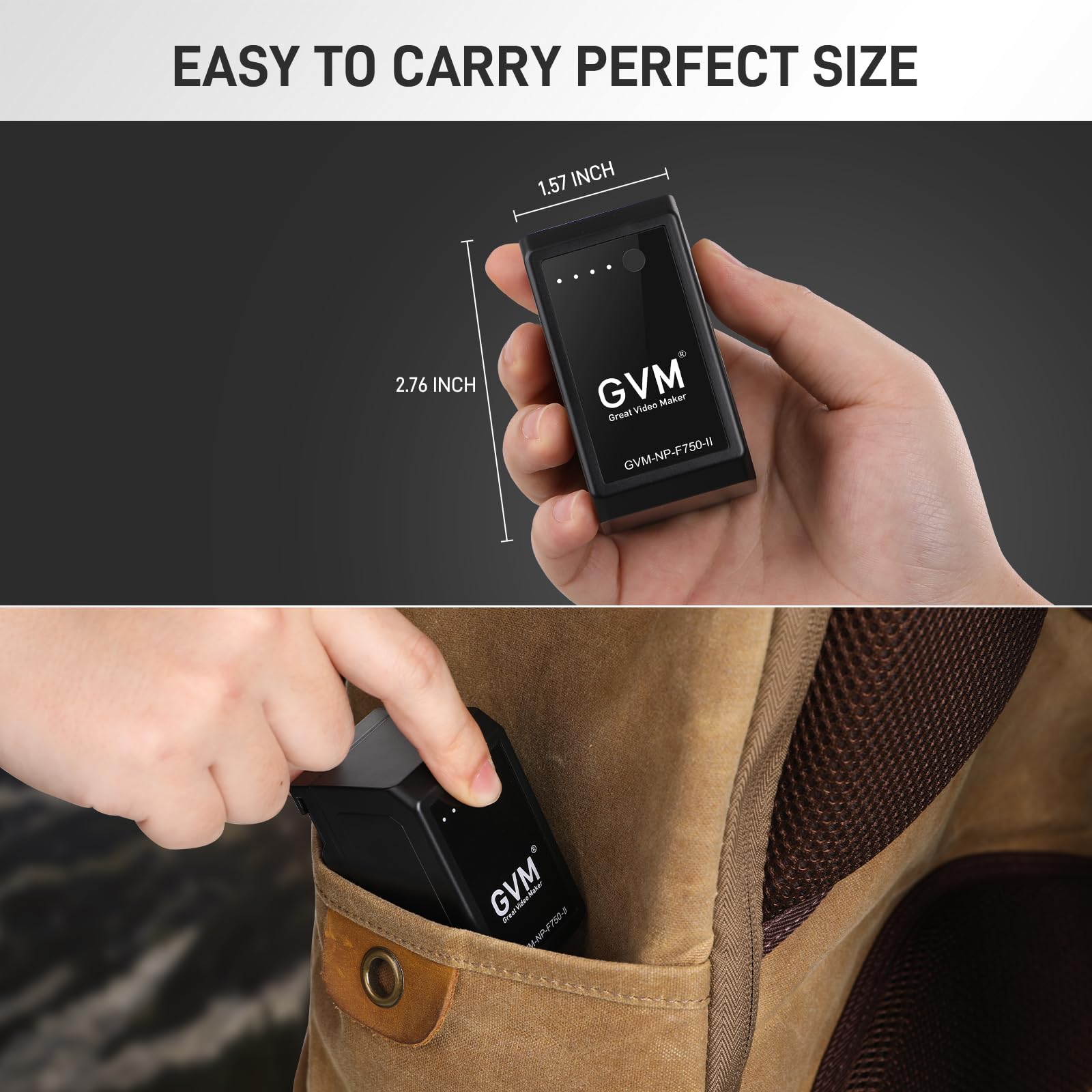 GVM - Confezione da 2 batterie di ricambio NP F750 con cavi USB C ricaricabili e caricabatterie da viaggio, compatibili con NP-F975, NP-F960, NP-F950, NP-F930, NP-F770, NP-F750, NP-F550 e DCR, DSR