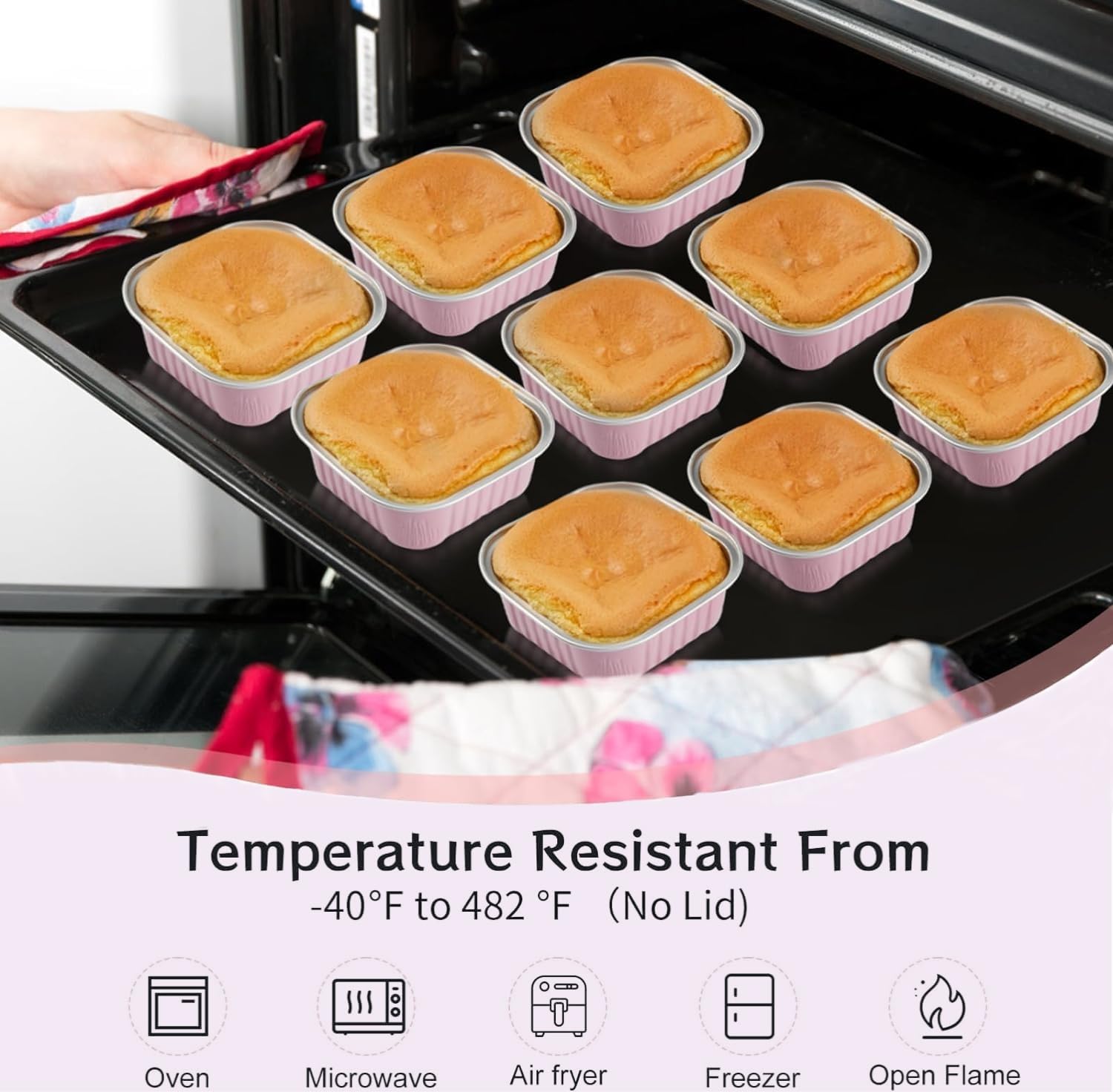 50 pezzi 5 once mini pirottini teglie per torte in foglio di alluminio con coperchi cucchiai resistenti al calore cupcake muffin fodere per riunioni feste  15