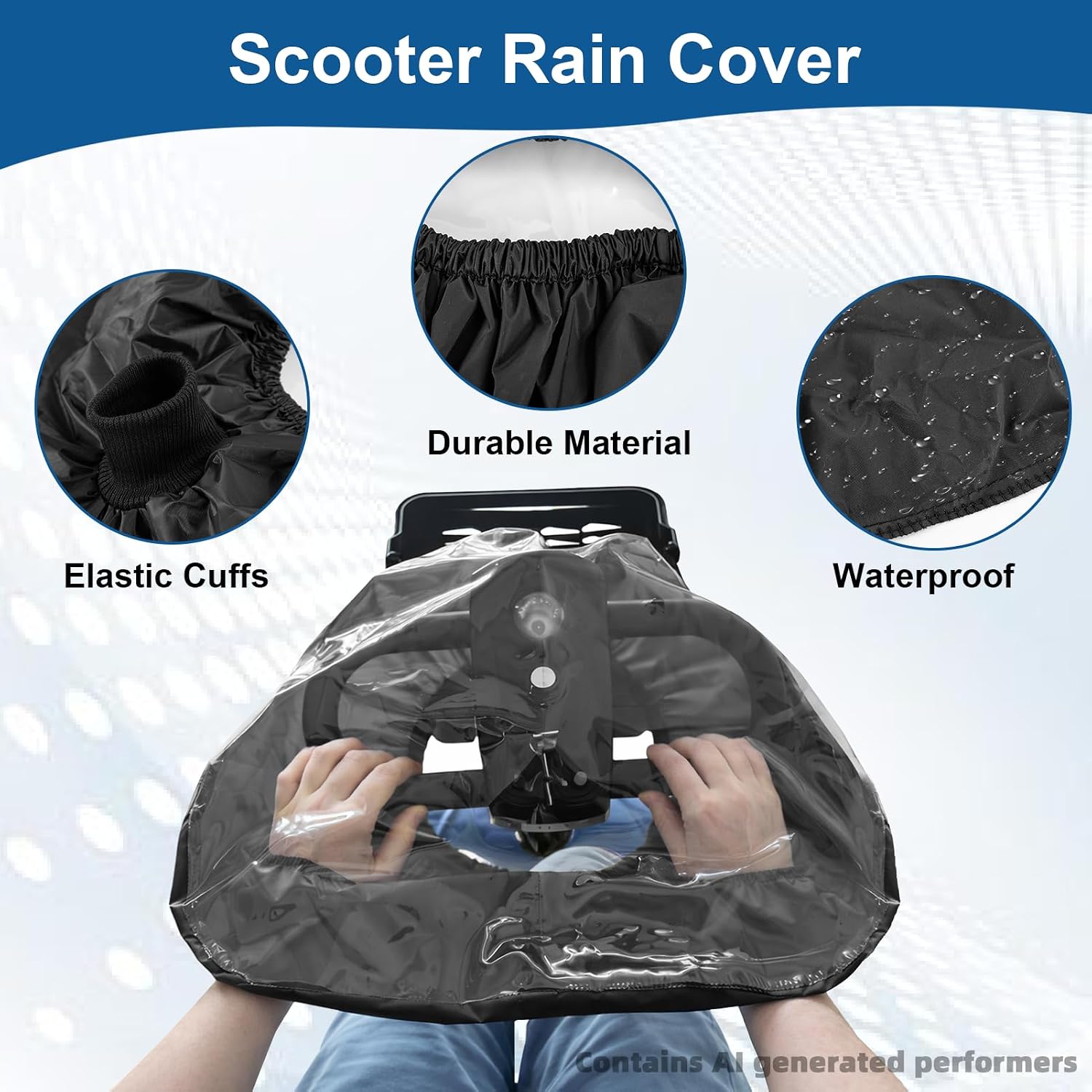 Mobility Scooter Control Panel Tiller Cover for Various 3/4 Wheels Mobility Scooters, Heavy-Duty Clear PVC Scooter Cover with Elastic Cuffs, Protect Accessories from Dust Dirty Rain Sun, Black image 3