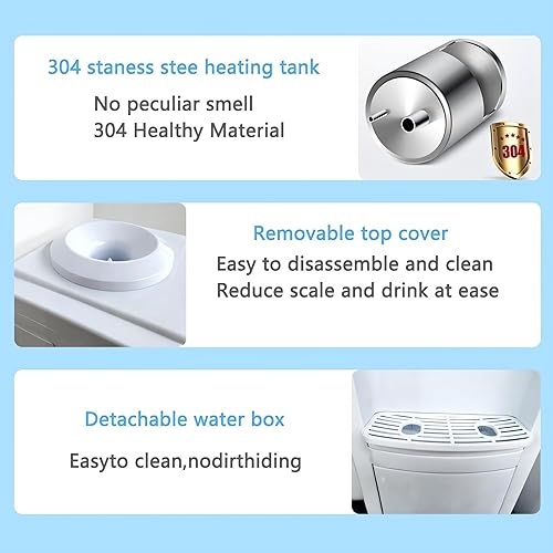 Miniatura 4 de Timoau Top-Loading Dispensador de enfriador de agua, enfriador de agua fría y caliente de 5 galones con cerradura de seguridad y gabinete de