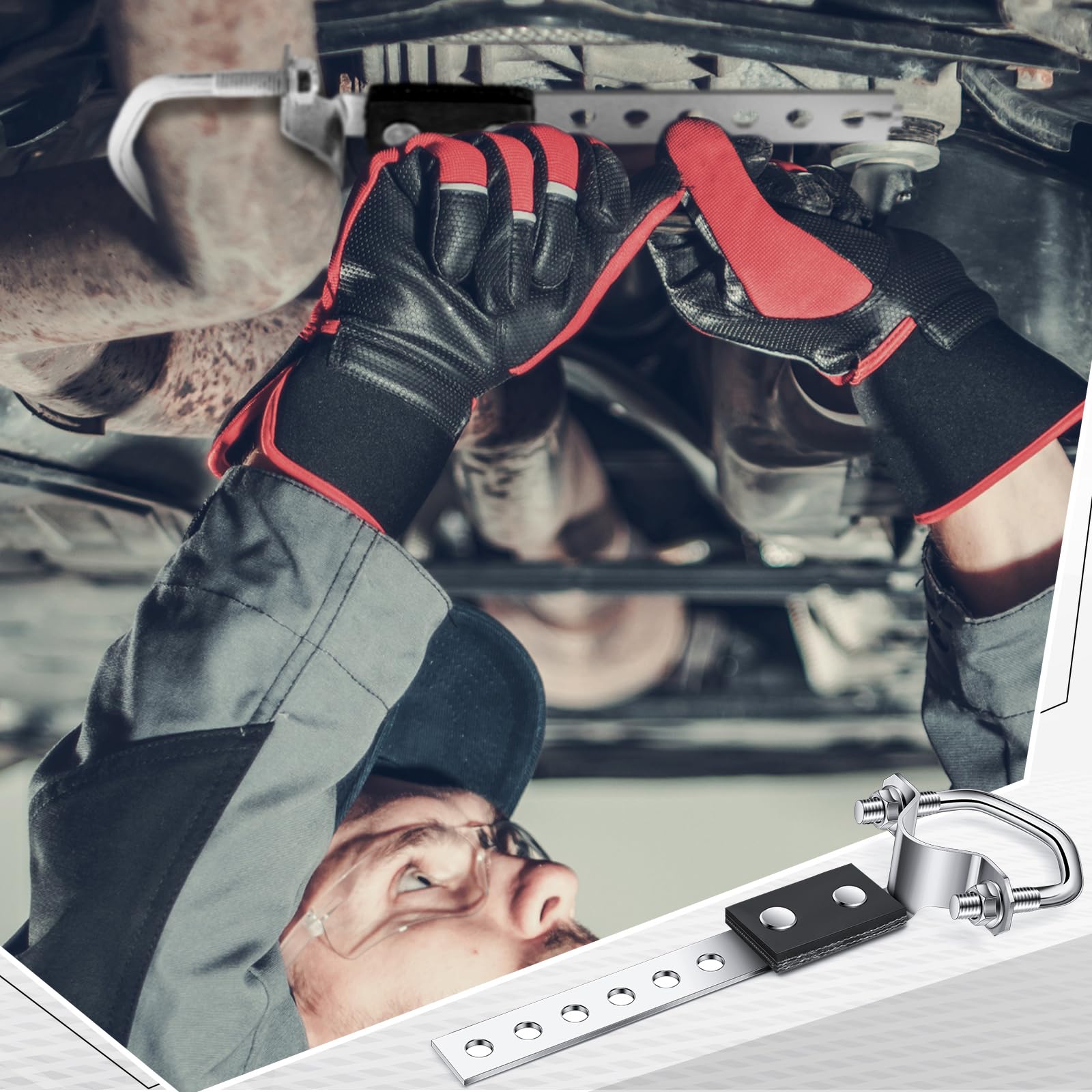 Geetery 2 Pcs Exhaust Hangers Muffler Hanger Swivel Tail Pipe Universal Exhaust Tailpipe Hanger Heavy Duty Tailpipe Muffler Bracket Flexible Swivel (Oe Style,Silver)