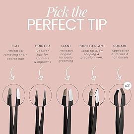 Tweezer Guru Eyebrow Tweezer Set for Women & Men - Professional Slant and Pointed Tweezers Set with Case - Precision Tweezers Kit for Facial Hair, Splinter and Ingrown Hair Removal (6 Pack)