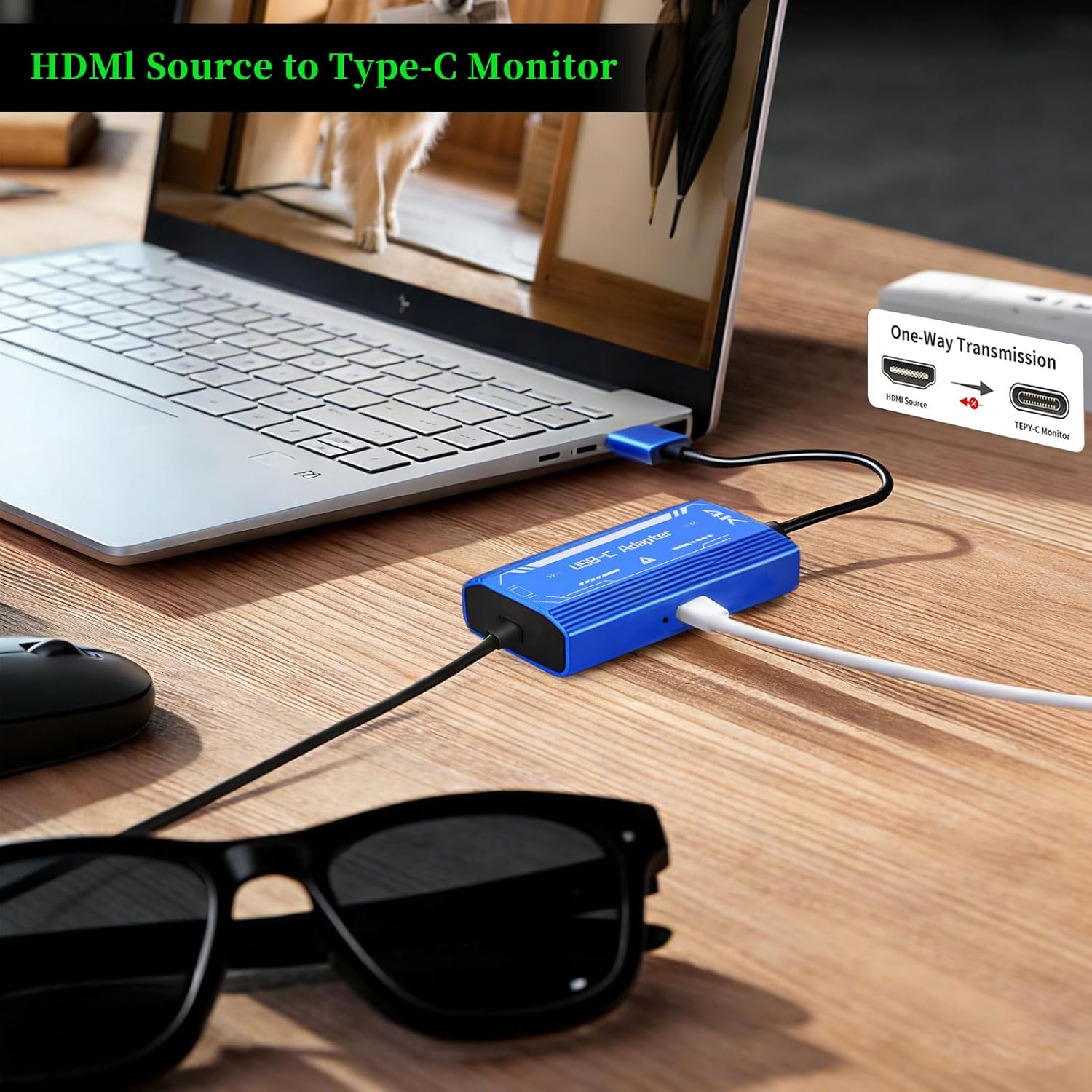 Plug & Play HDMI to USB C Adapter(4K@60Hz) Compatible with XREAL/Rayneo Air AR Glasses for Steam Deck, ROG Ally, PS5/4, Switch2/1, Laptop, Portable Monitor (HDMI to USB C)
