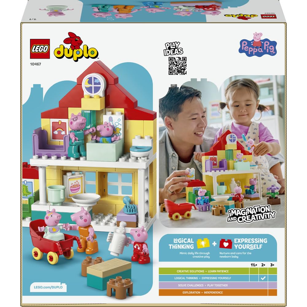 LEGO DUPLO Dom rodzinny 10467 | domek dla dzieci, klocki dla 2-latka, prezent dla dziewczynki i chłopca 2+, rodzinna zabawa, 84 elementy