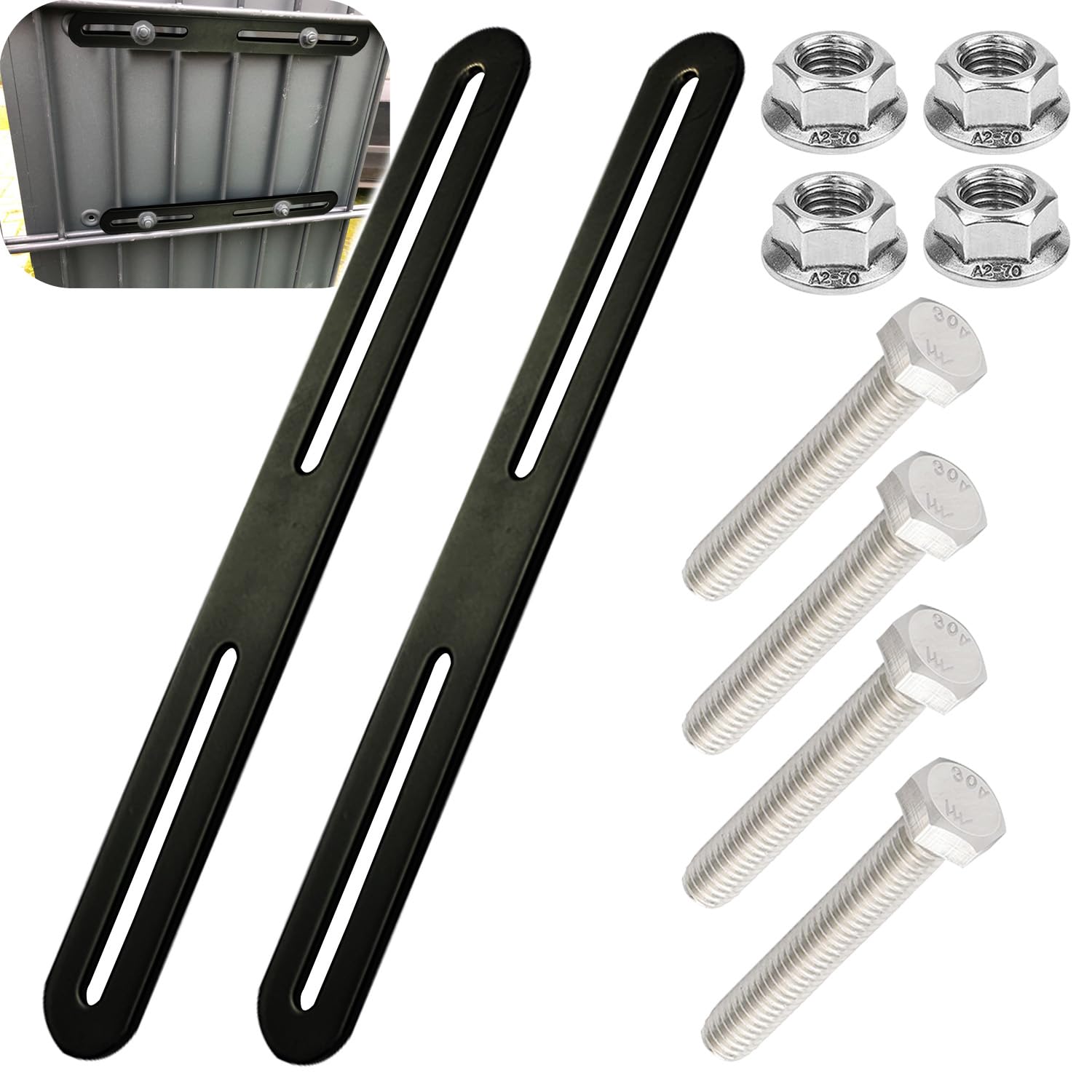 Juego de Fijación para Buzón de Valla 215 x 24 mm Fijación de Valla Buzón de Fijación para Fijar Buzones a Puertas o Vallas 2pcs(Negro, 215mm)