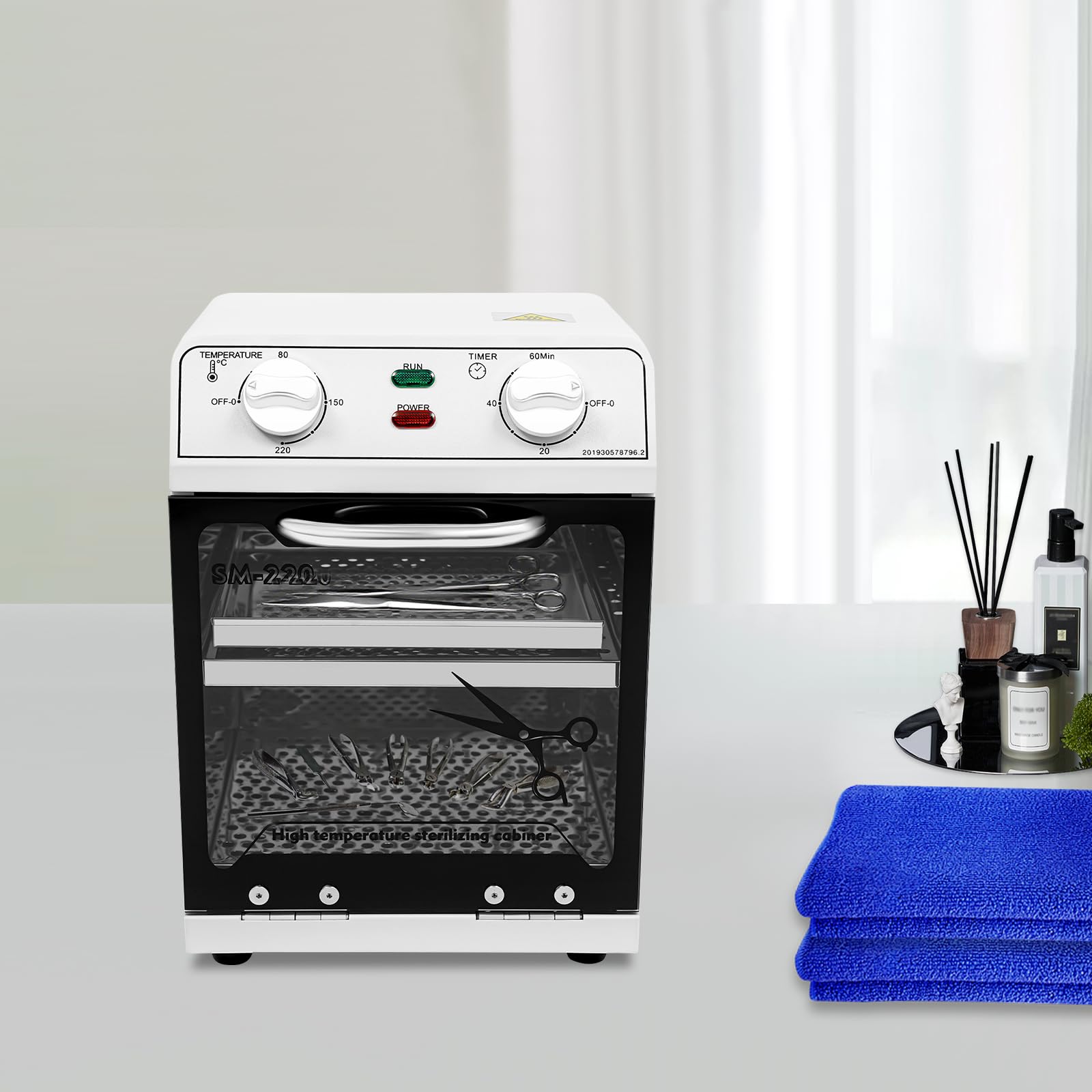 Hochtemperatur Sterilisator, 8L Heißluftsterilisator mit Timer und Temperaturregelung(0-220°C), Heißluftsterilisator für Haarwerkzeuge,Nagelstudios,Spa