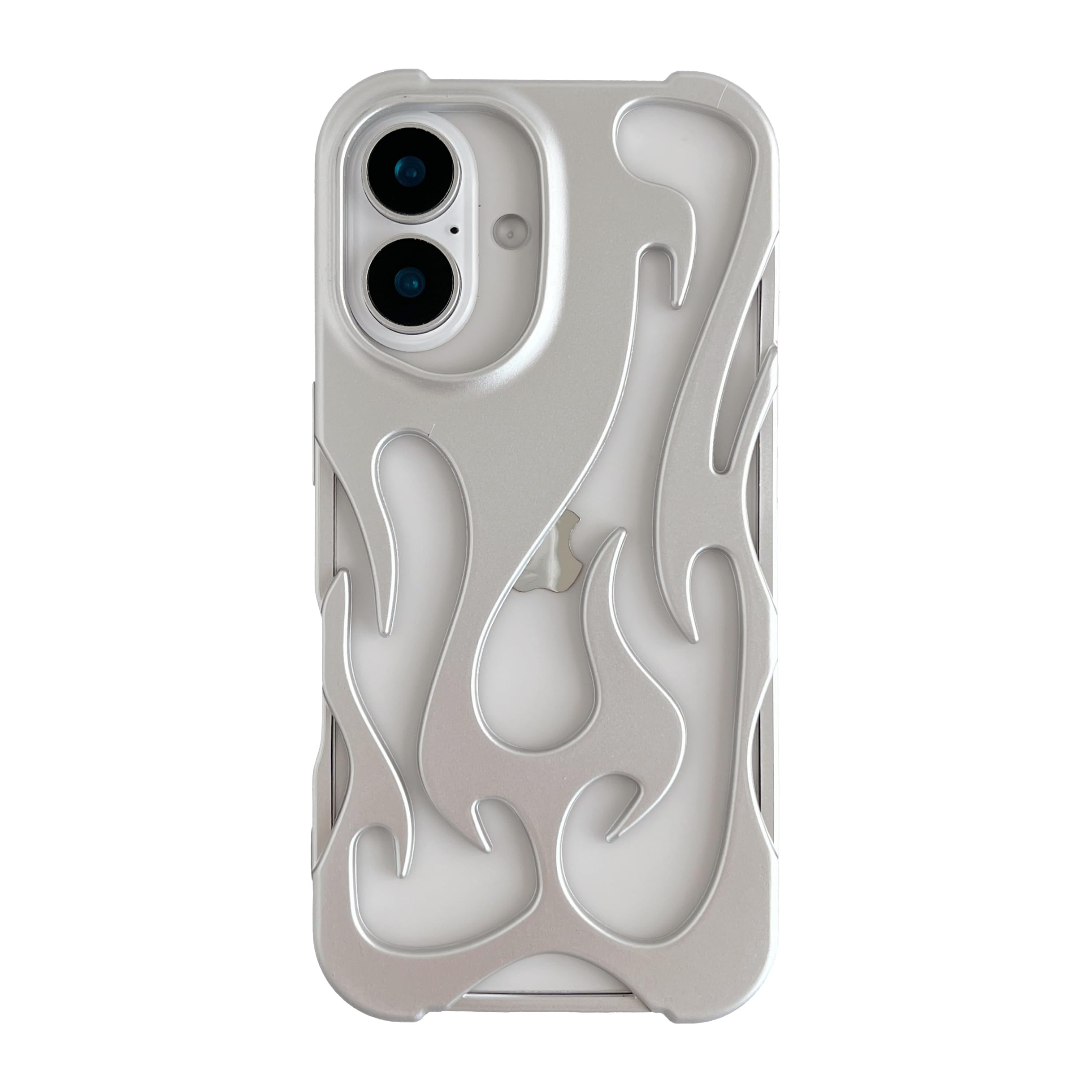 Emylisa Heat Dissipation for iPhone Case, Solid Color Hollow Flame Matte Soft Phone Case (Silver,for iPhone 16 Plus)