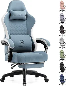 GTPLAYER Gaming Chair, Computer Office Chair with Pocket Spring Cushion, Linkage Armrests and Footrest, High Back Ergonomic Computer Chair with Lumbar Support Task Chair with Footrest